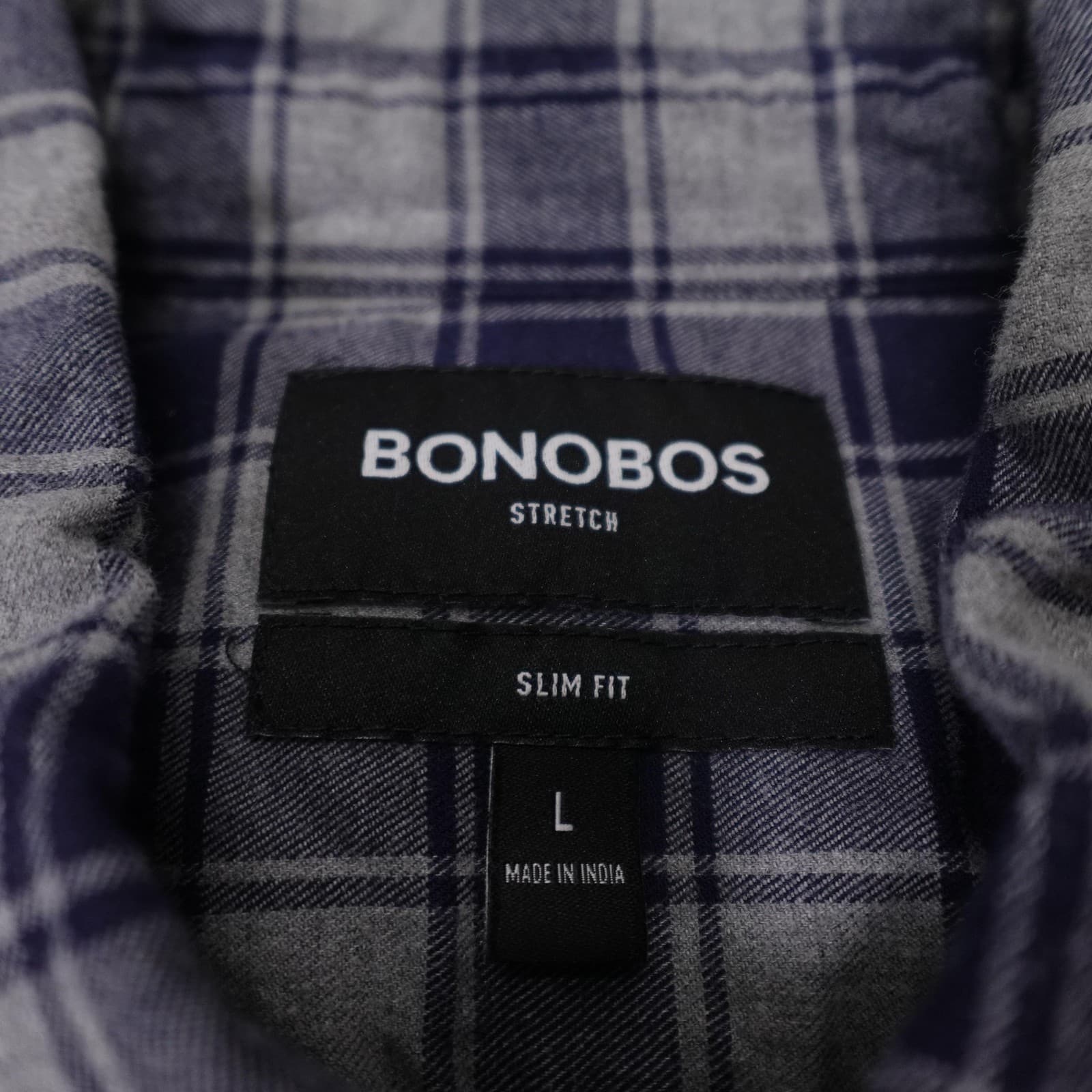 Bonobos Shirt Mens Large Blue Plaid Flannel Long Sleeve Button Up Slim Fit - Thumbnail 3
