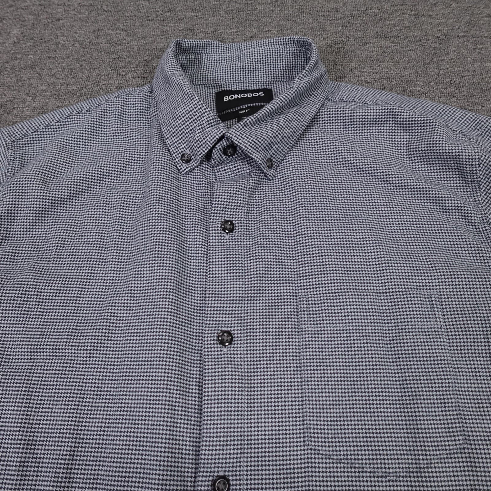 Bonobos Shirt Mens Large Blue Check Long Sleeve Button Up Slim Fit Stretch - Thumbnail 2