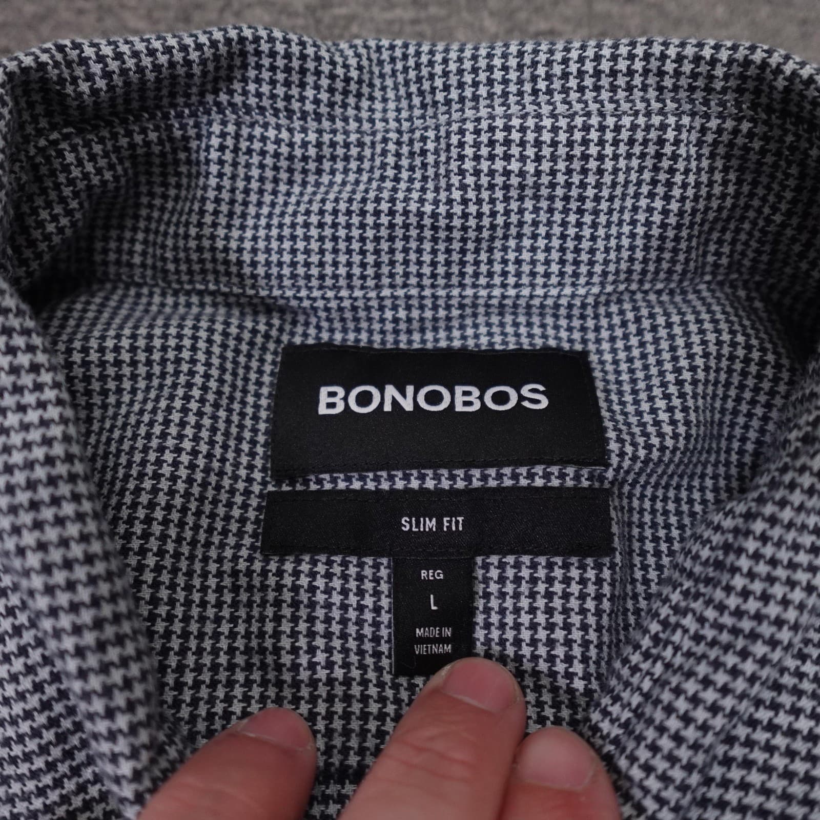 Bonobos Shirt Mens Large Blue Check Long Sleeve Button Up Slim Fit Stretch - Thumbnail 3