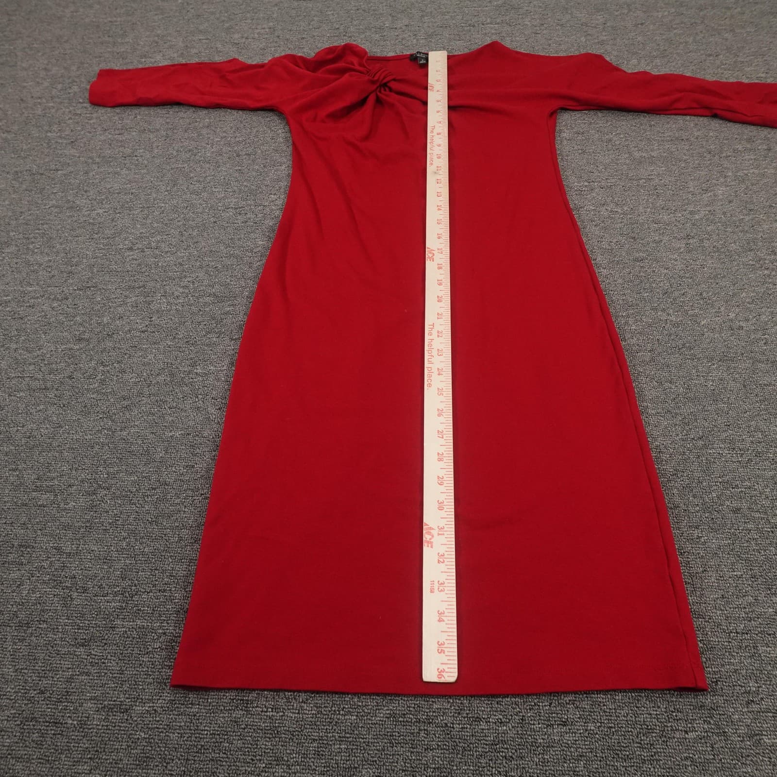 Talbots Dress Womens 4 Red Knot Shoulder Boat Neck 3/4 Sleeve Shift Stretch - Thumbnail 6