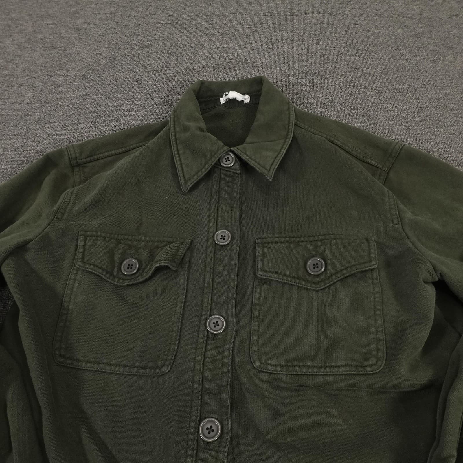 Good American Jacket Womens 1/2 Green Cotton Twill Shirt Shacket Military - Thumbnail 2
