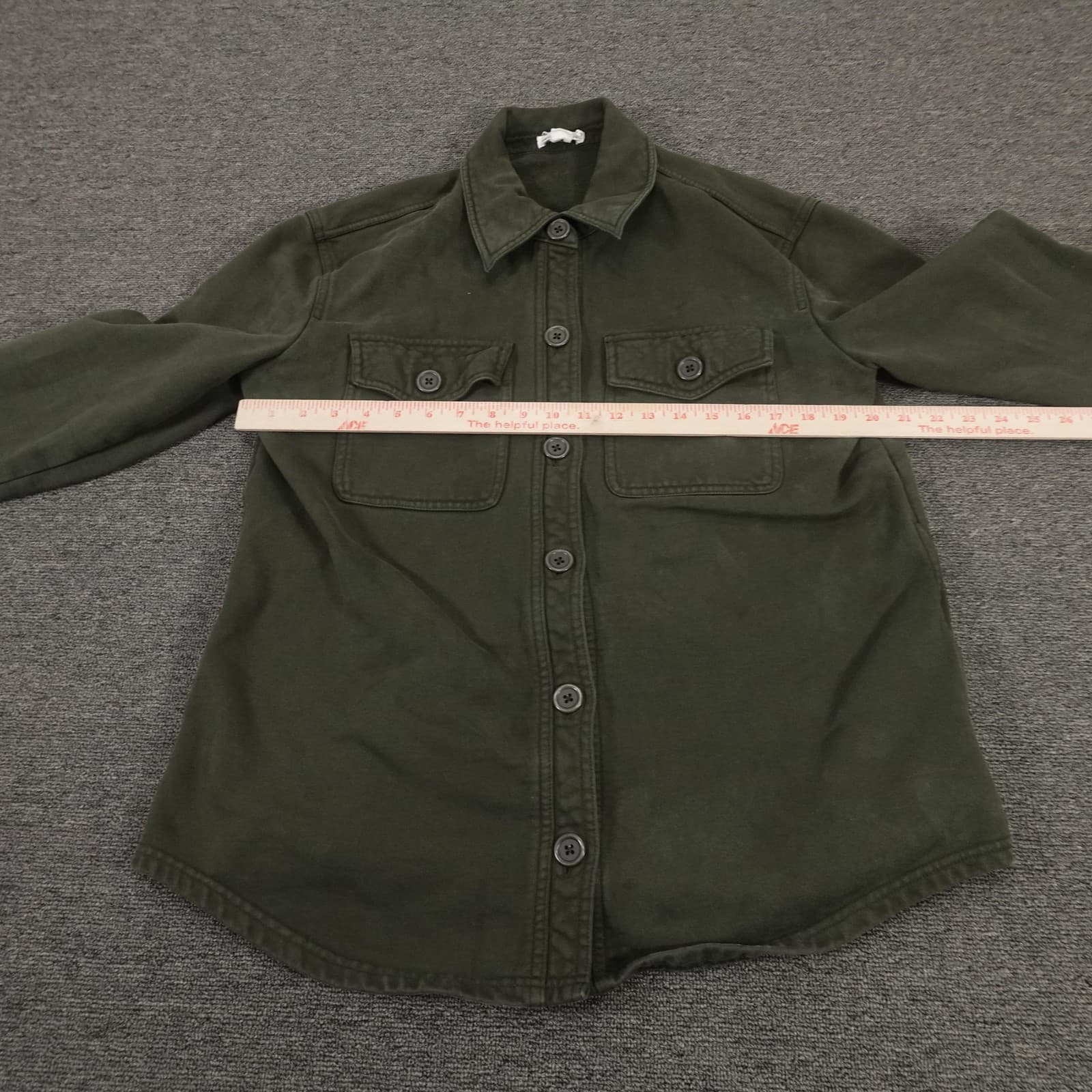 Good American Jacket Womens 1/2 Green Cotton Twill Shirt Shacket Military - Thumbnail 6