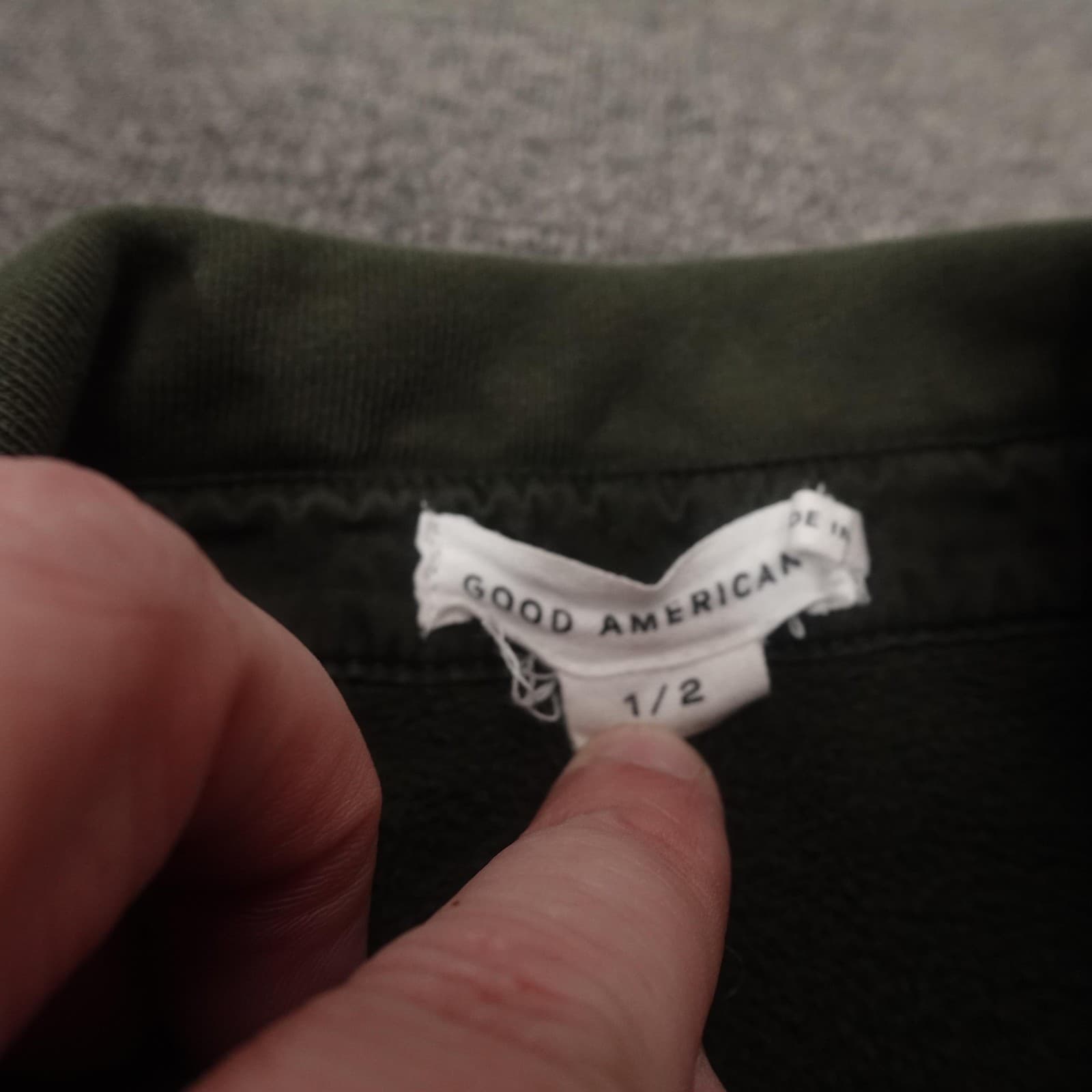 Good American Jacket Womens 1/2 Green Cotton Twill Shirt Shacket Military - Thumbnail 5
