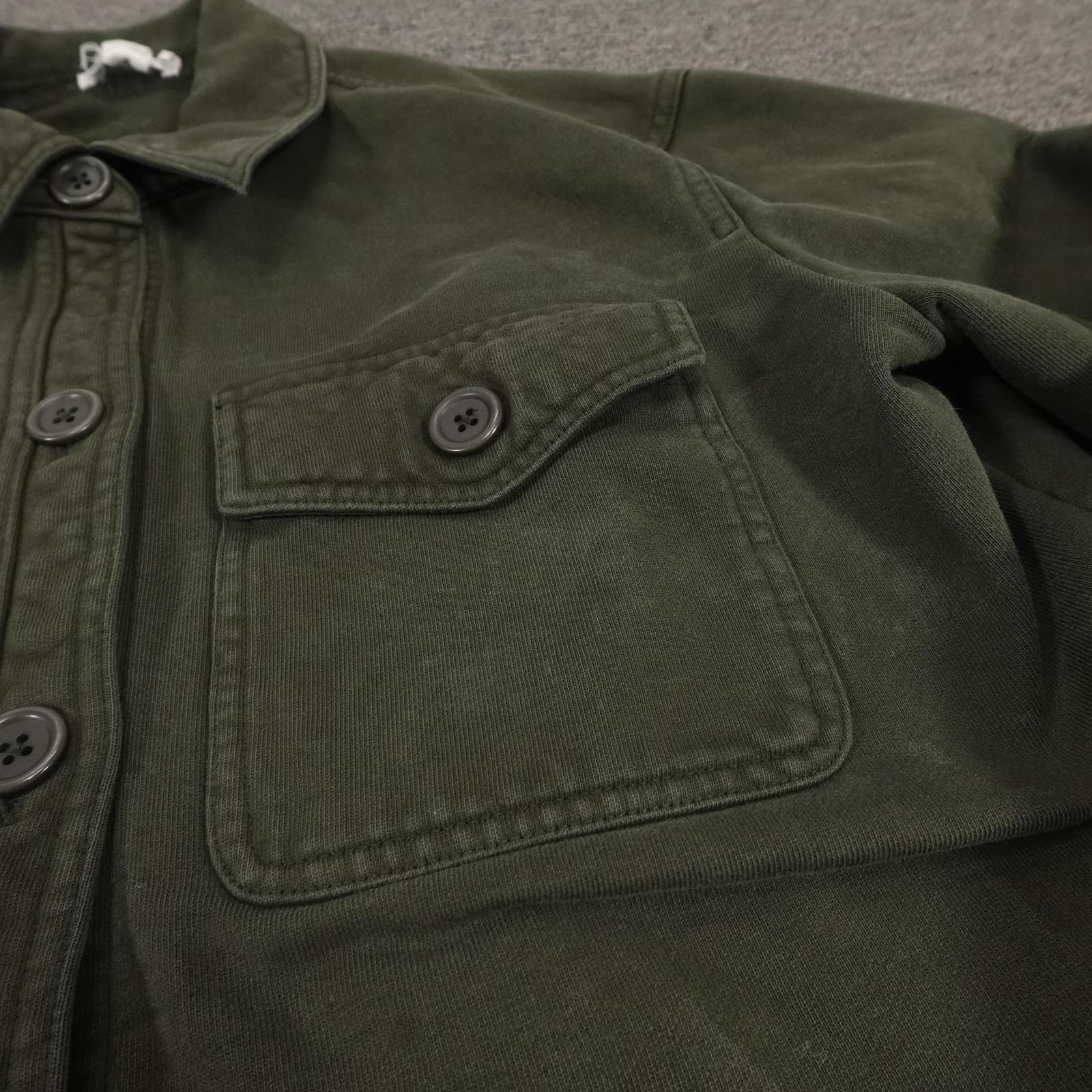 Good American Jacket Womens 1/2 Green Cotton Twill Shirt Shacket Military - Thumbnail 4