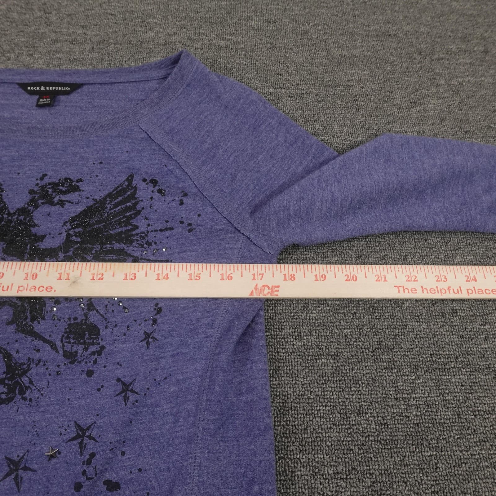 Rock & Republic Sweater Womens XS Purple Skull Eagle Graphic Rhinestone Pullover - Thumbnail 5