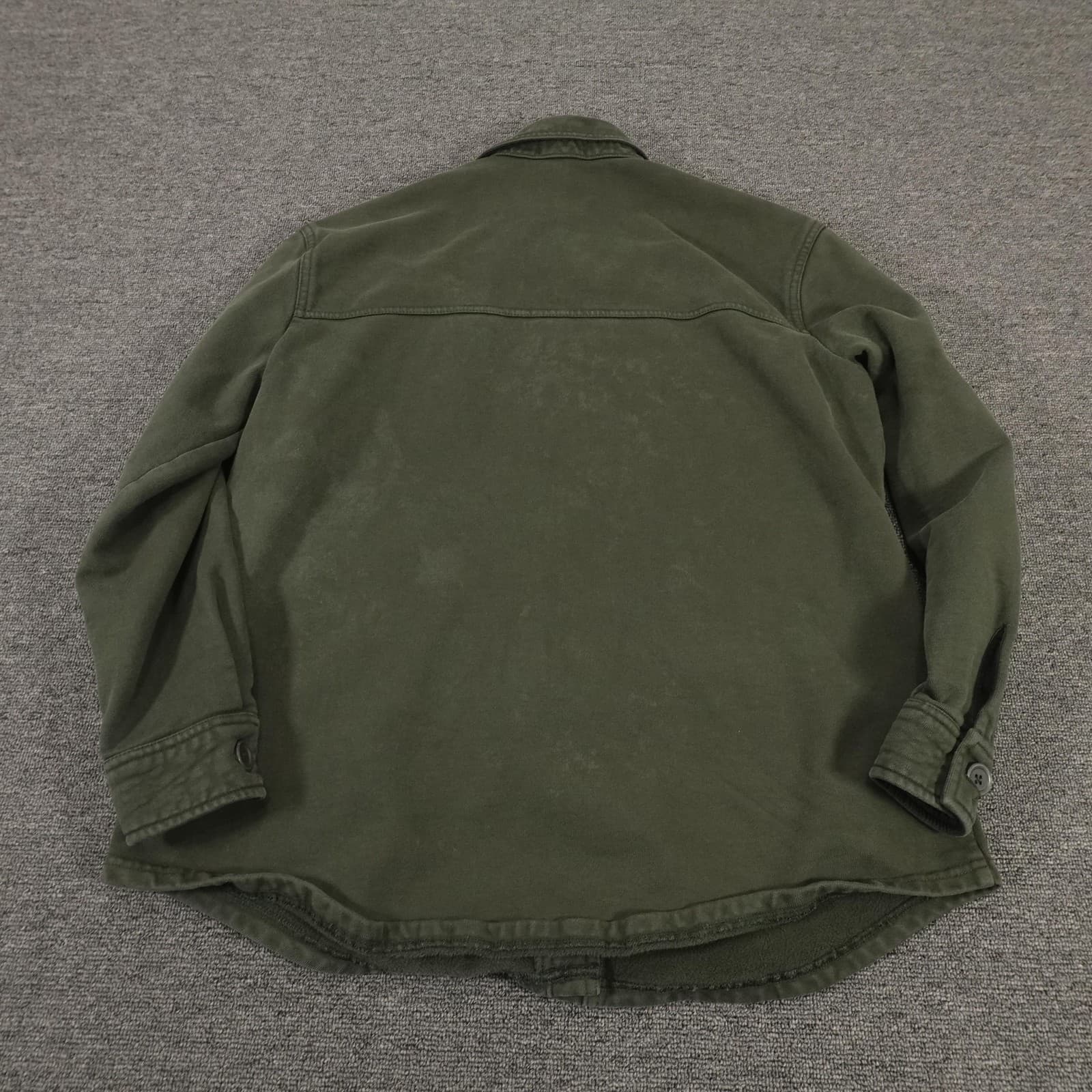 Good American Jacket Womens 1/2 Green Cotton Twill Shirt Shacket Military - Thumbnail 11