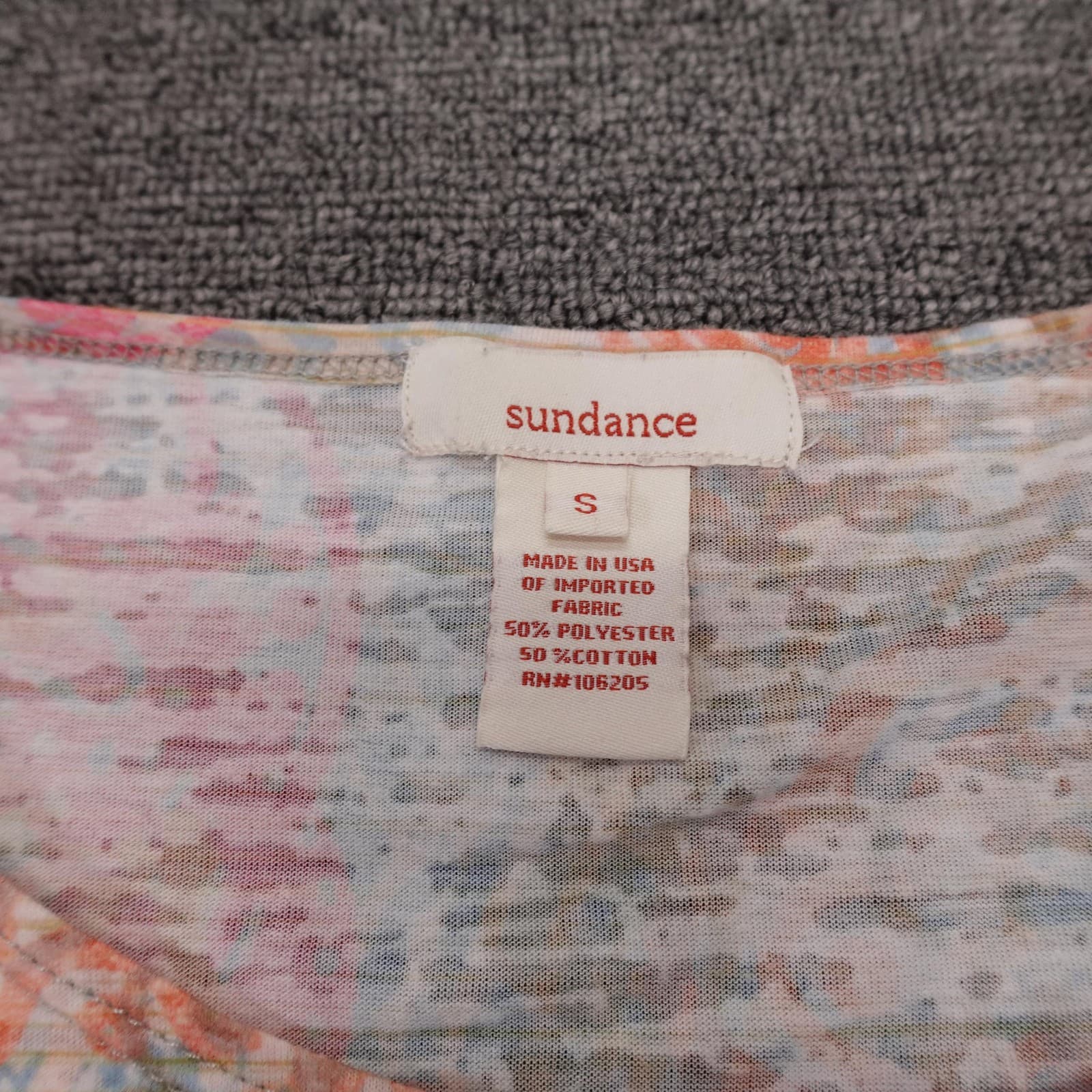 Sundance Shirt Womens Small Multicolor Floral Tunic Scoop Neck Long Sleeve Top - Thumbnail 3