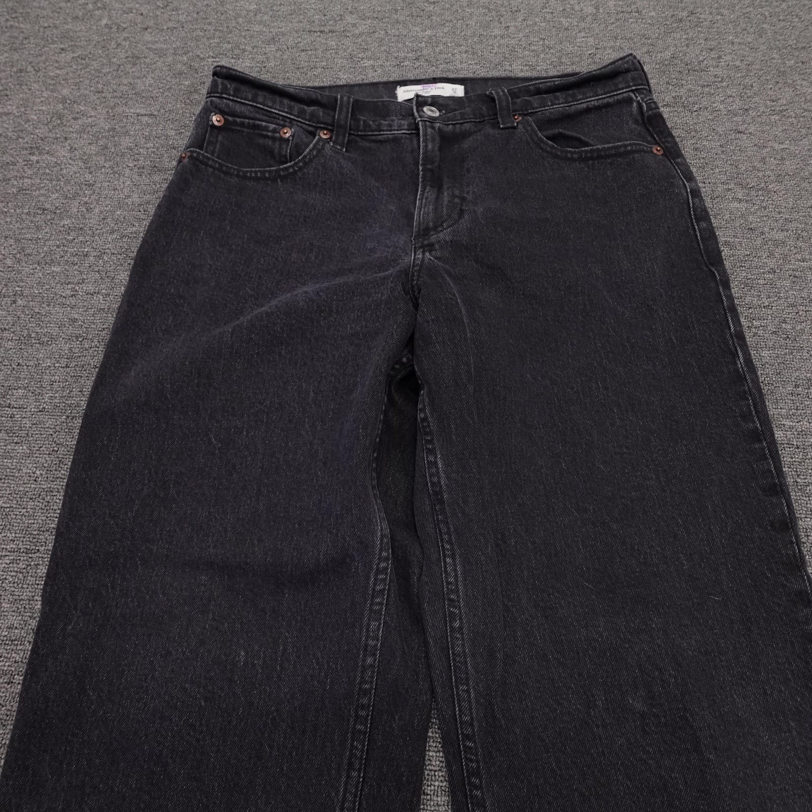 Abercrombie & Fitch The Baggy Jeans Womens 4R 27 Black Low Rise Wide Leg 27x30 - Thumbnail 2