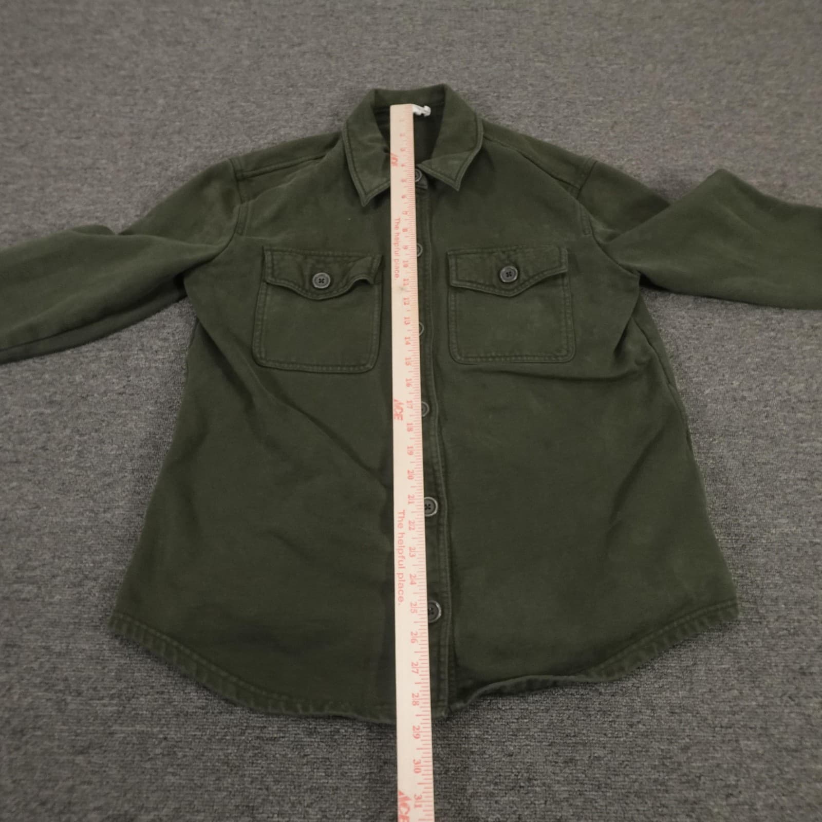 Good American Jacket Womens 1/2 Green Cotton Twill Shirt Shacket Military - Thumbnail 8