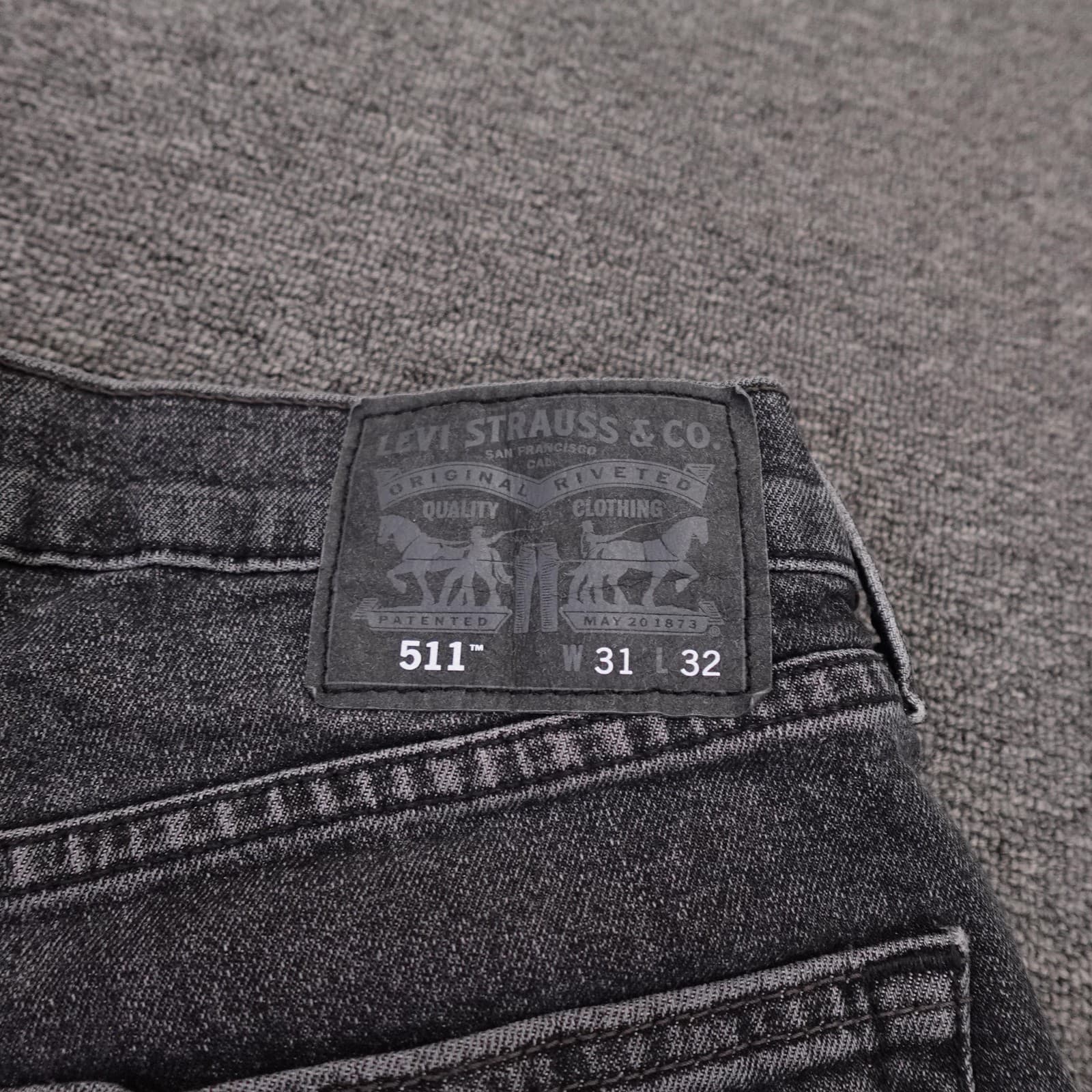 Levi's 511 Jeans Mens 31x32 Gray Dark Wash Slim Fit Stretch Denim Pants 5 Pocket - Thumbnail 5
