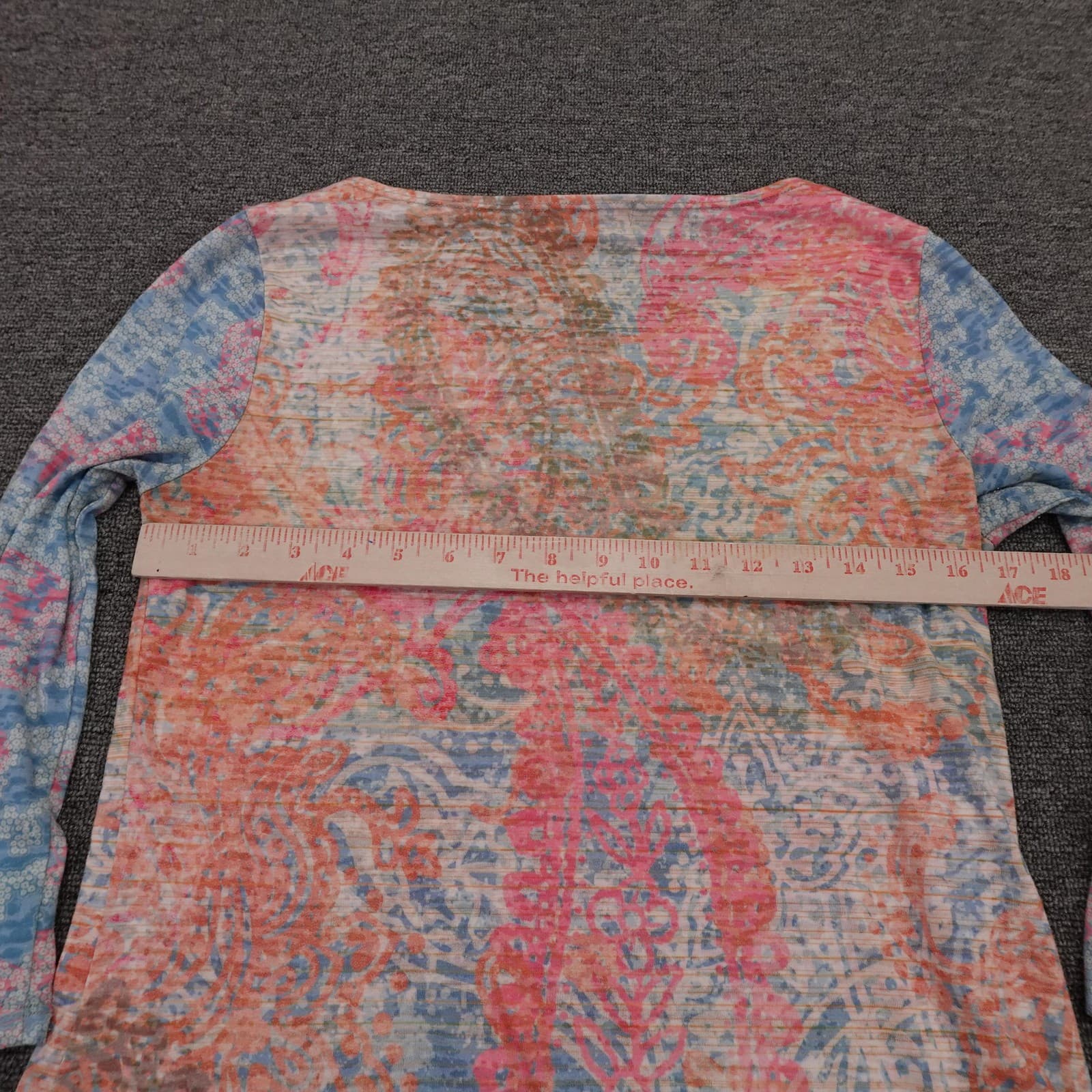 Sundance Shirt Womens Small Multicolor Floral Tunic Scoop Neck Long Sleeve Top - Thumbnail 4