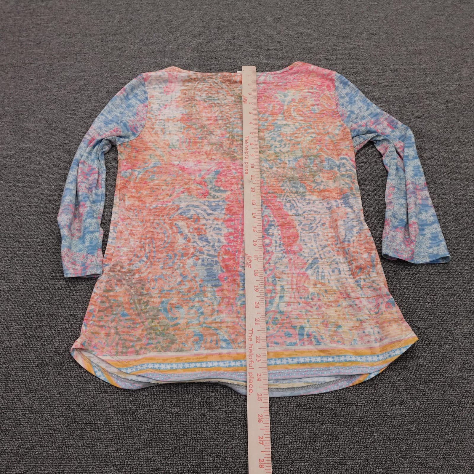 Sundance Shirt Womens Small Multicolor Floral Tunic Scoop Neck Long Sleeve Top - Thumbnail 5