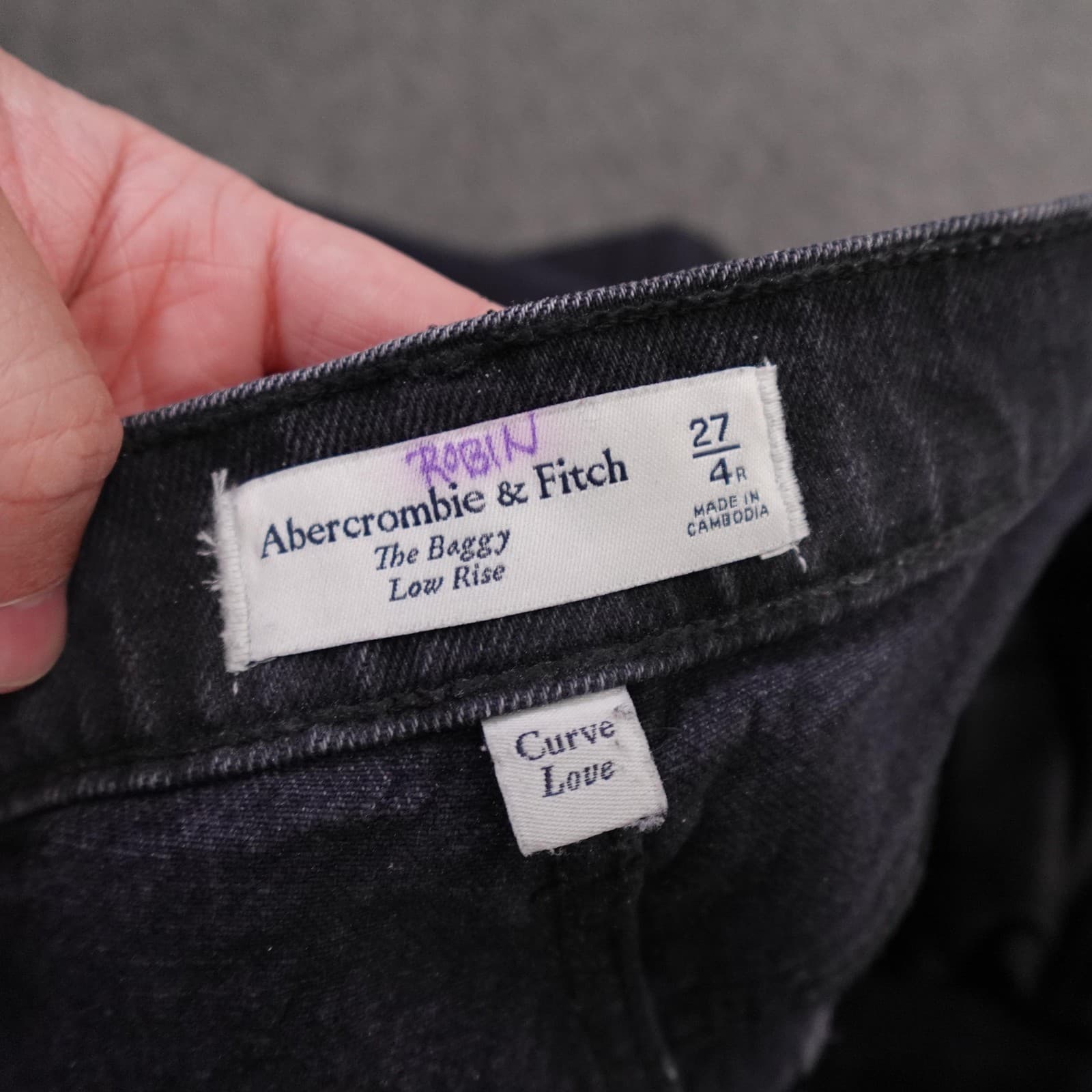 Abercrombie & Fitch The Baggy Jeans Womens 4R 27 Black Low Rise Wide Leg 27x30 - Thumbnail 5