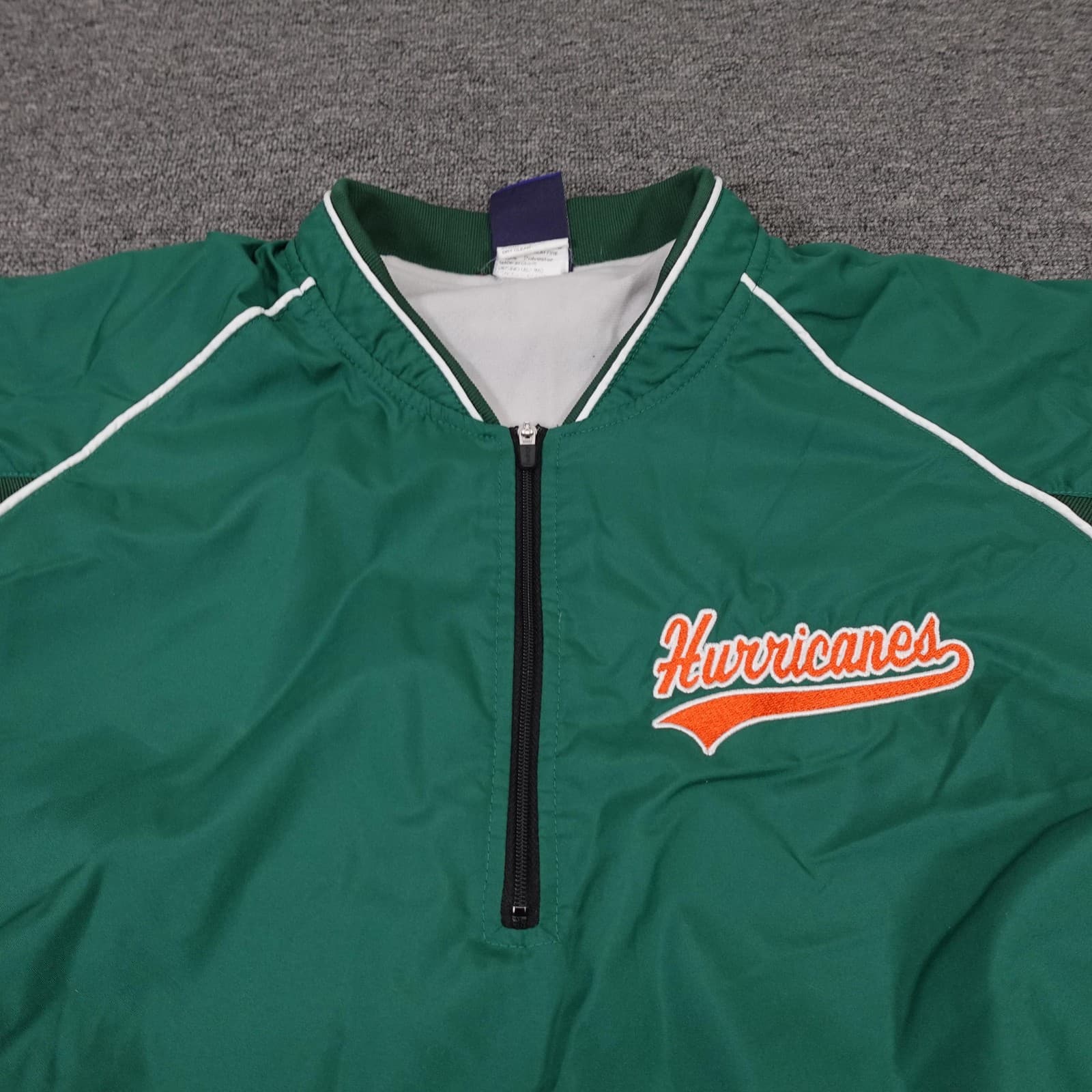 Miami Hurricanes Jacket Medium Green Baseball Mizuno Quarter Zip Pullover - Thumbnail 3