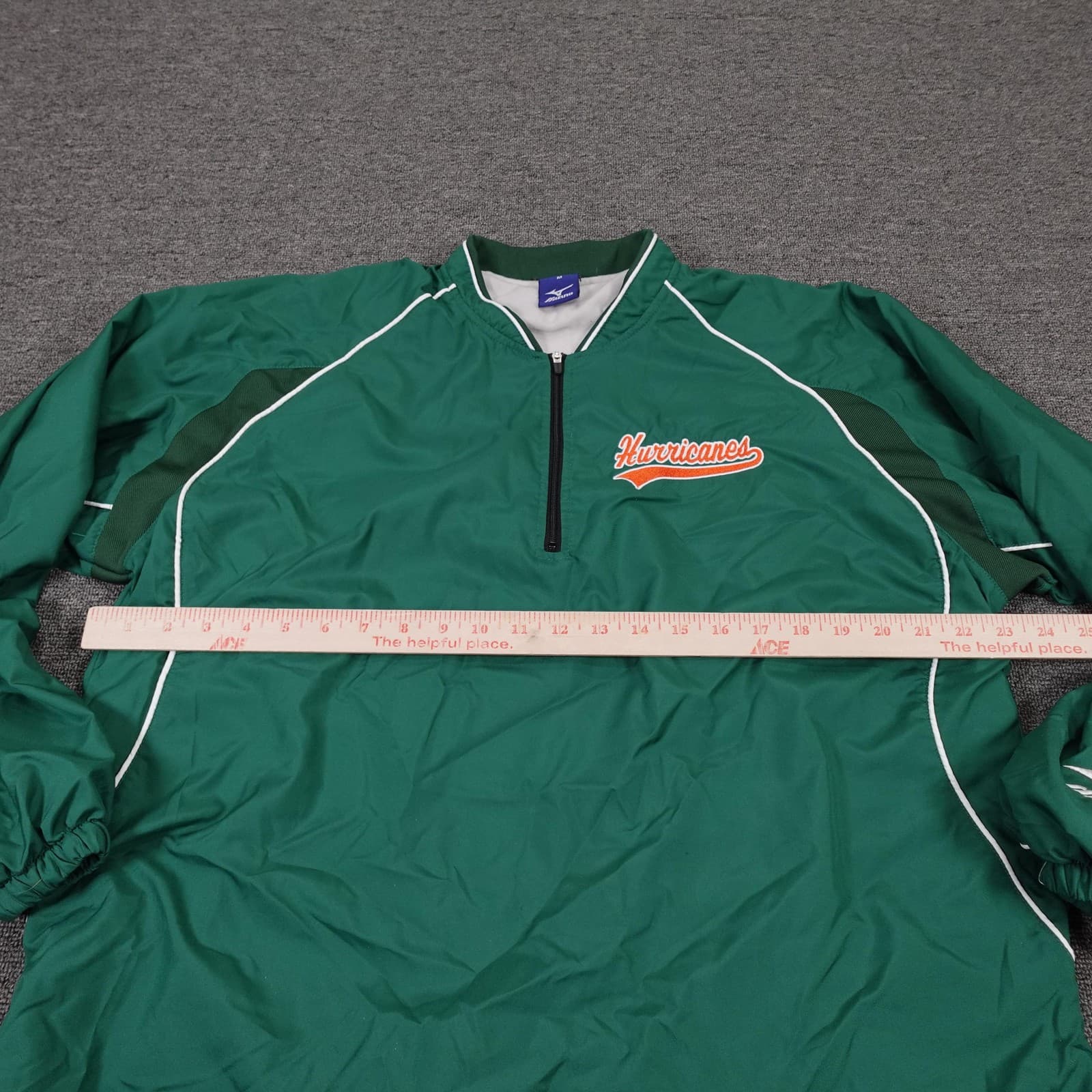 Miami Hurricanes Jacket Medium Green Baseball Mizuno Quarter Zip Pullover - Thumbnail 5
