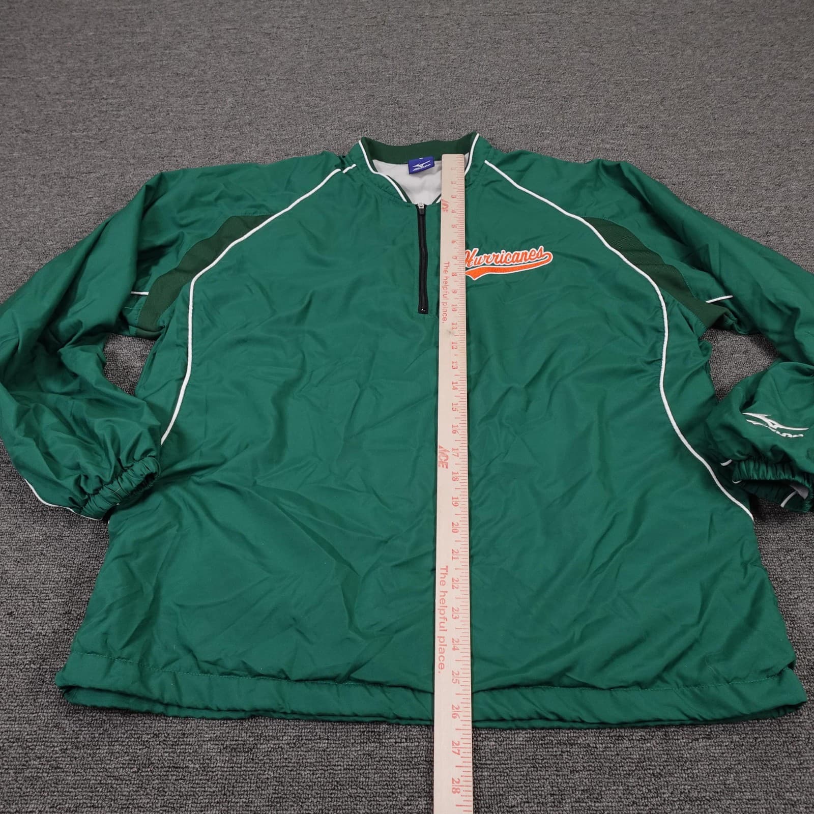 Miami Hurricanes Jacket Medium Green Baseball Mizuno Quarter Zip Pullover - Thumbnail 6