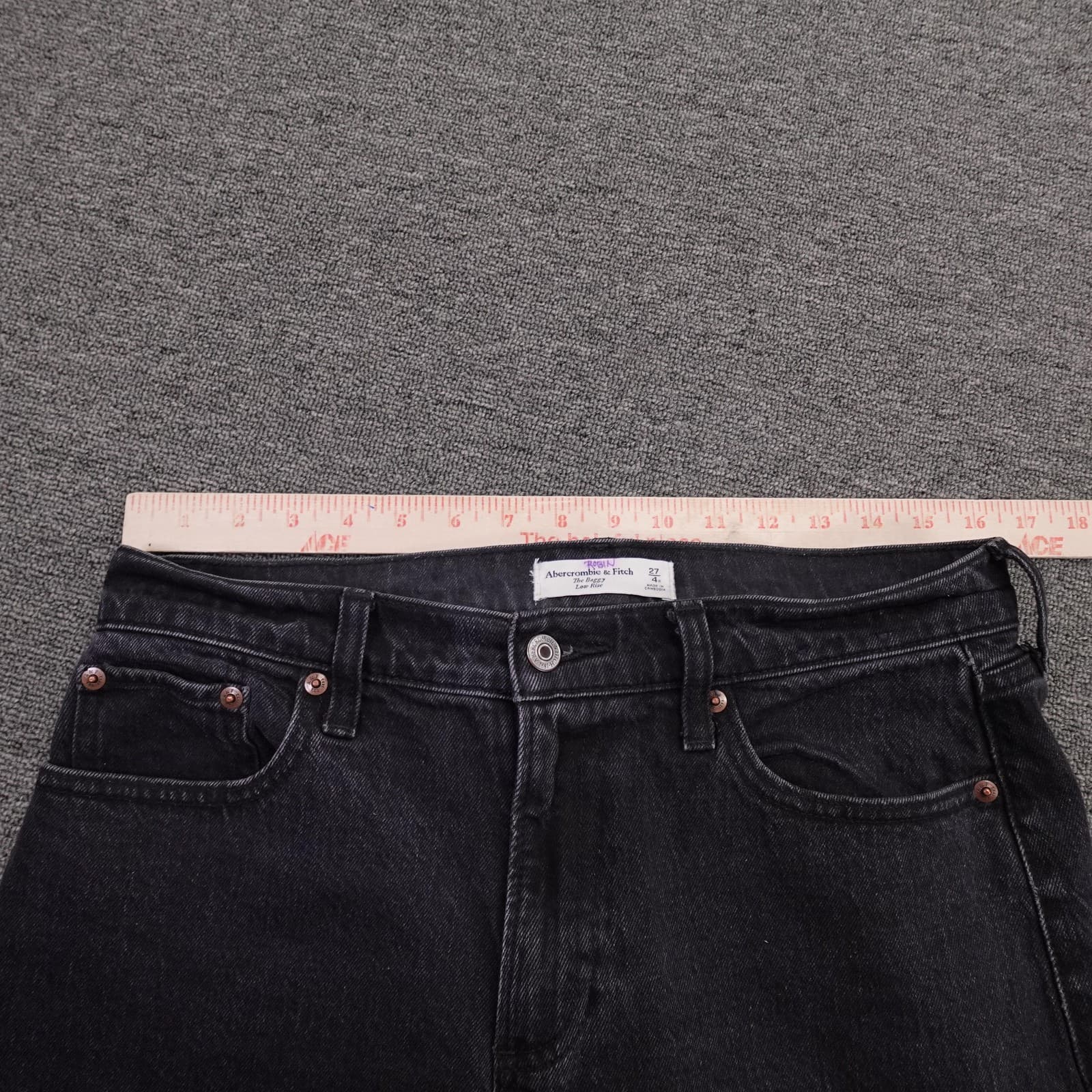 Abercrombie & Fitch The Baggy Jeans Womens 4R 27 Black Low Rise Wide Leg 27x30 - Thumbnail 7