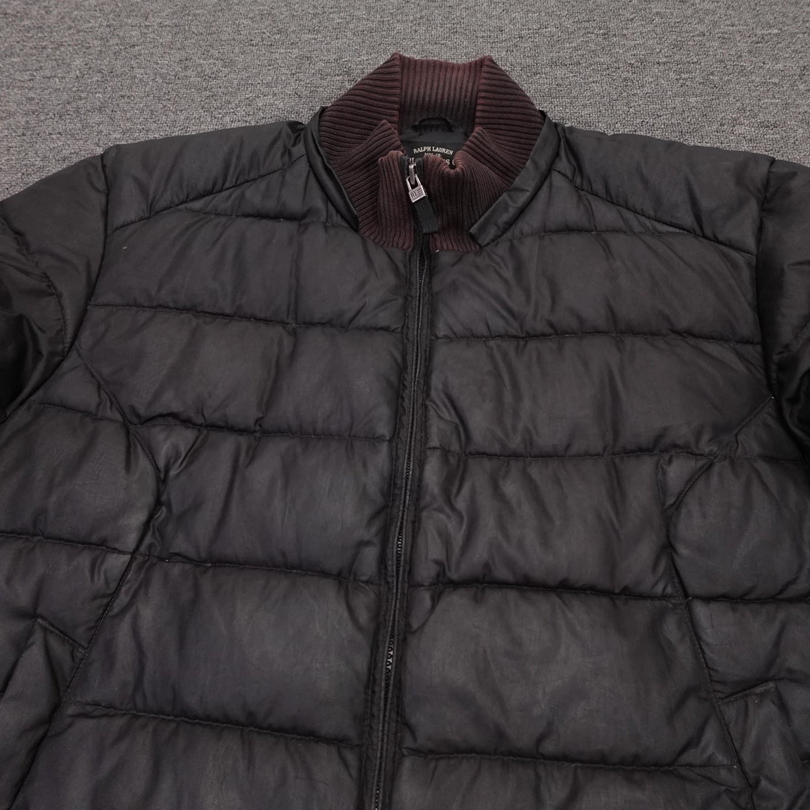 Vintage Polo Ralph Lauren Jacket Mens Large Brown Down Puffer Bomber 90s Y2K - Thumbnail 2