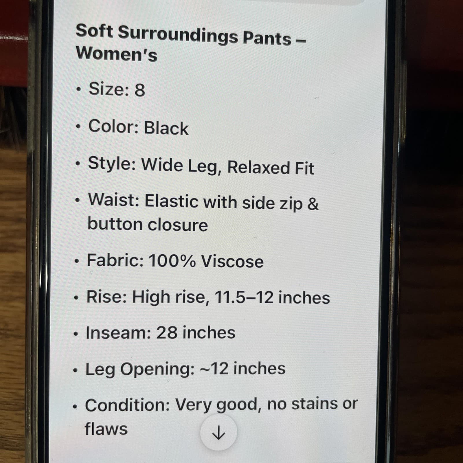 Soft Surroundings Pants Womens 8 Black Wide Leg High Rise Elastic Waist Relaxed - Thumbnail 10