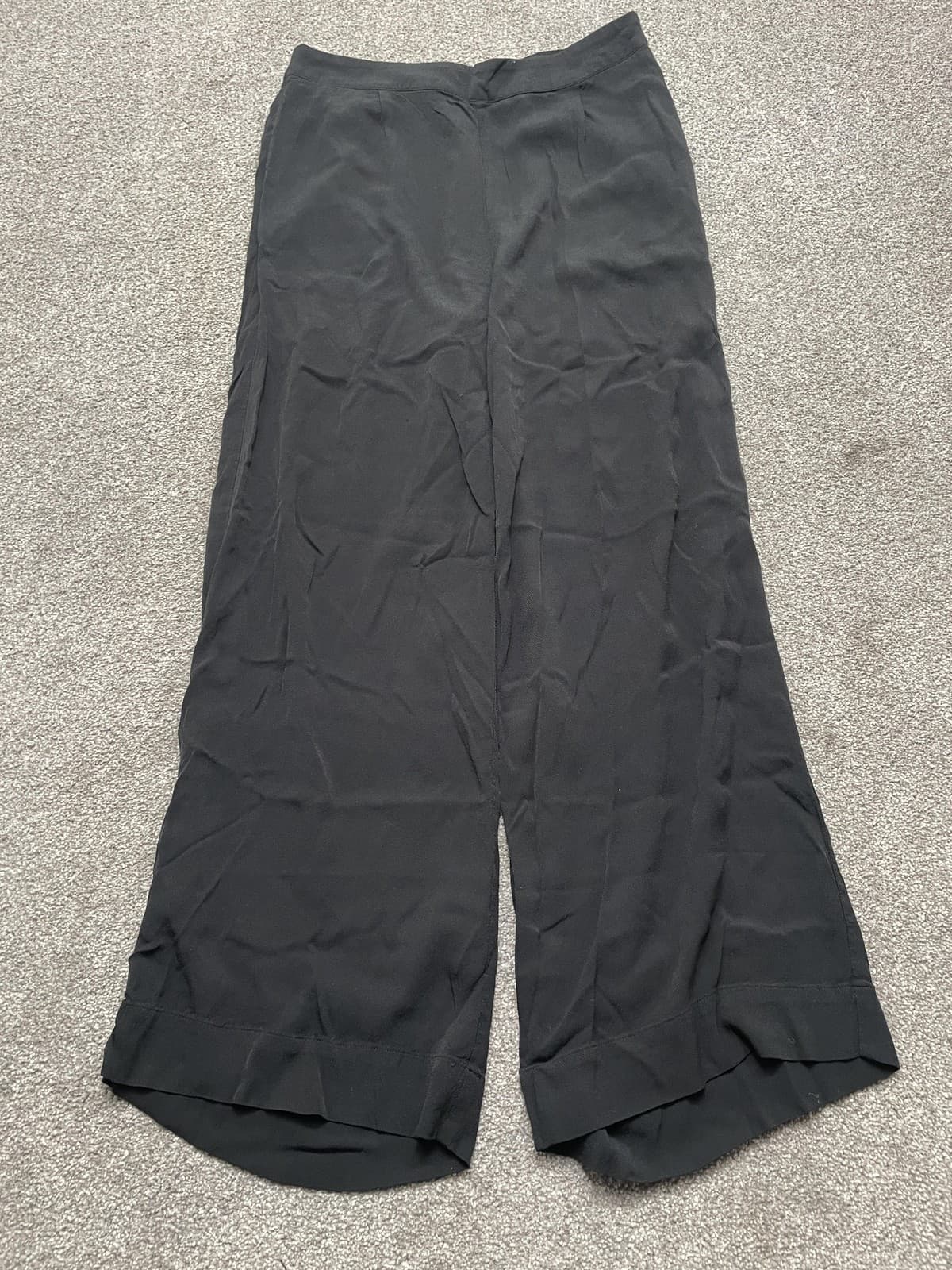 Soft Surroundings Pants Womens 8 Black Wide Leg High Rise Elastic Waist Relaxed