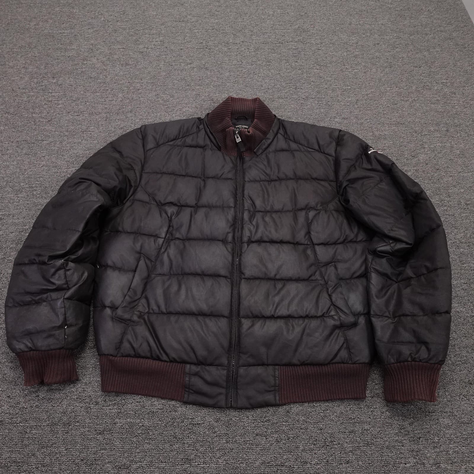 Vintage Polo Ralph Lauren Jacket Mens Large Brown Down Puffer Bomber 90s Y2K