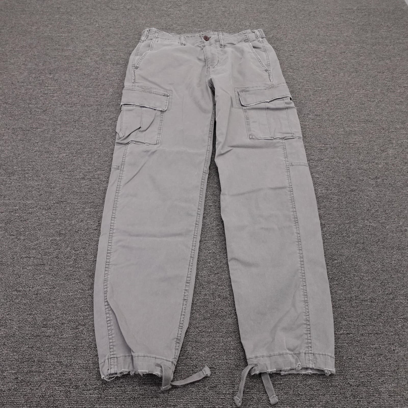 American Eagle Outfitters Cargo Pants Mens 30x28 Gray Slim Flex Drawstring Hem