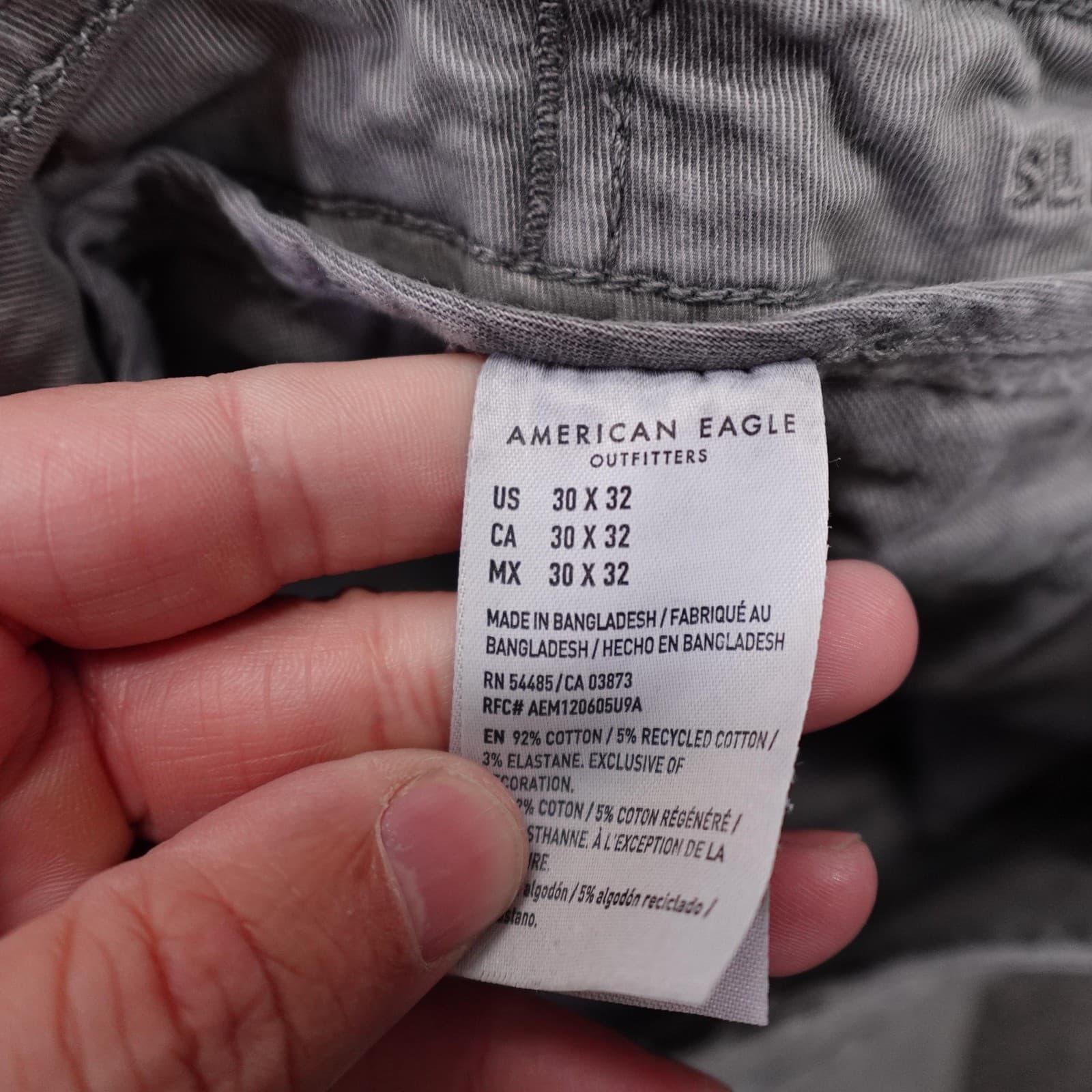 American Eagle Outfitters Cargo Pants Mens 30x28 Gray Slim Flex Drawstring Hem - Thumbnail 7