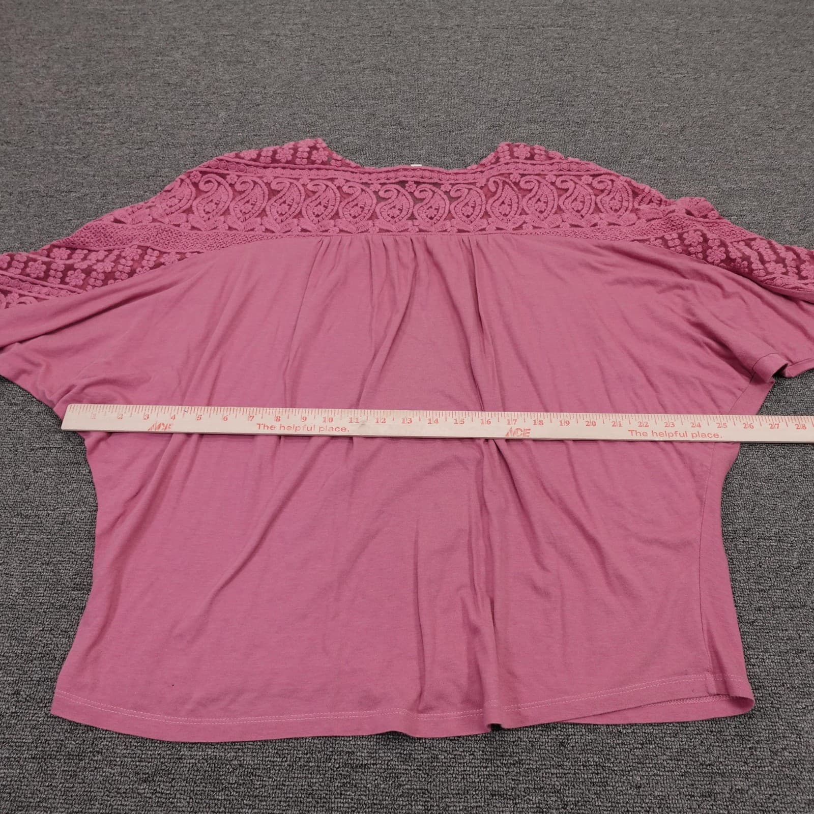 Garnet Hill Blouse Womens Medium Pink Embroidered Lace Dolman Sleeve Top - Thumbnail 4