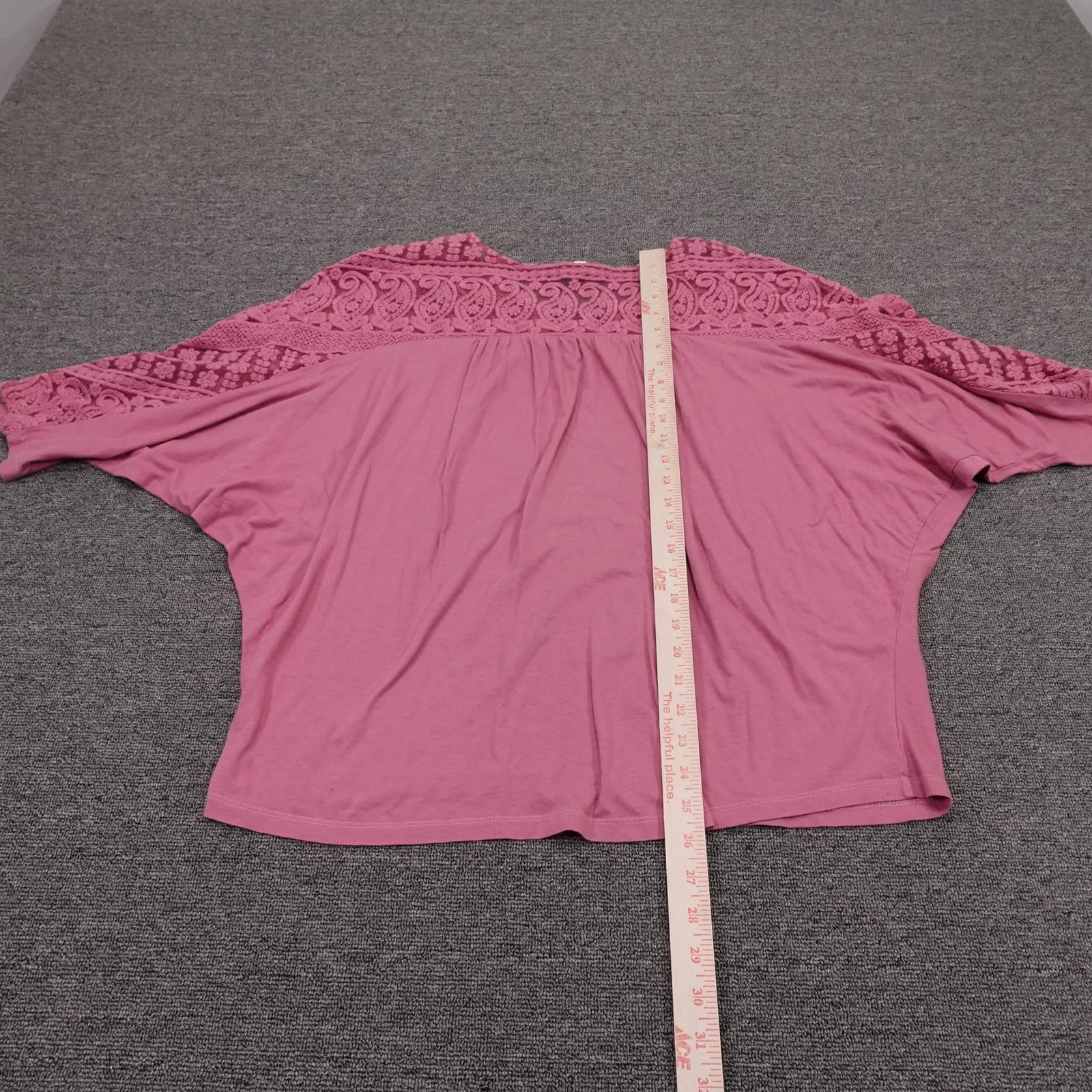 Garnet Hill Blouse Womens Medium Pink Embroidered Lace Dolman Sleeve Top - Thumbnail 5
