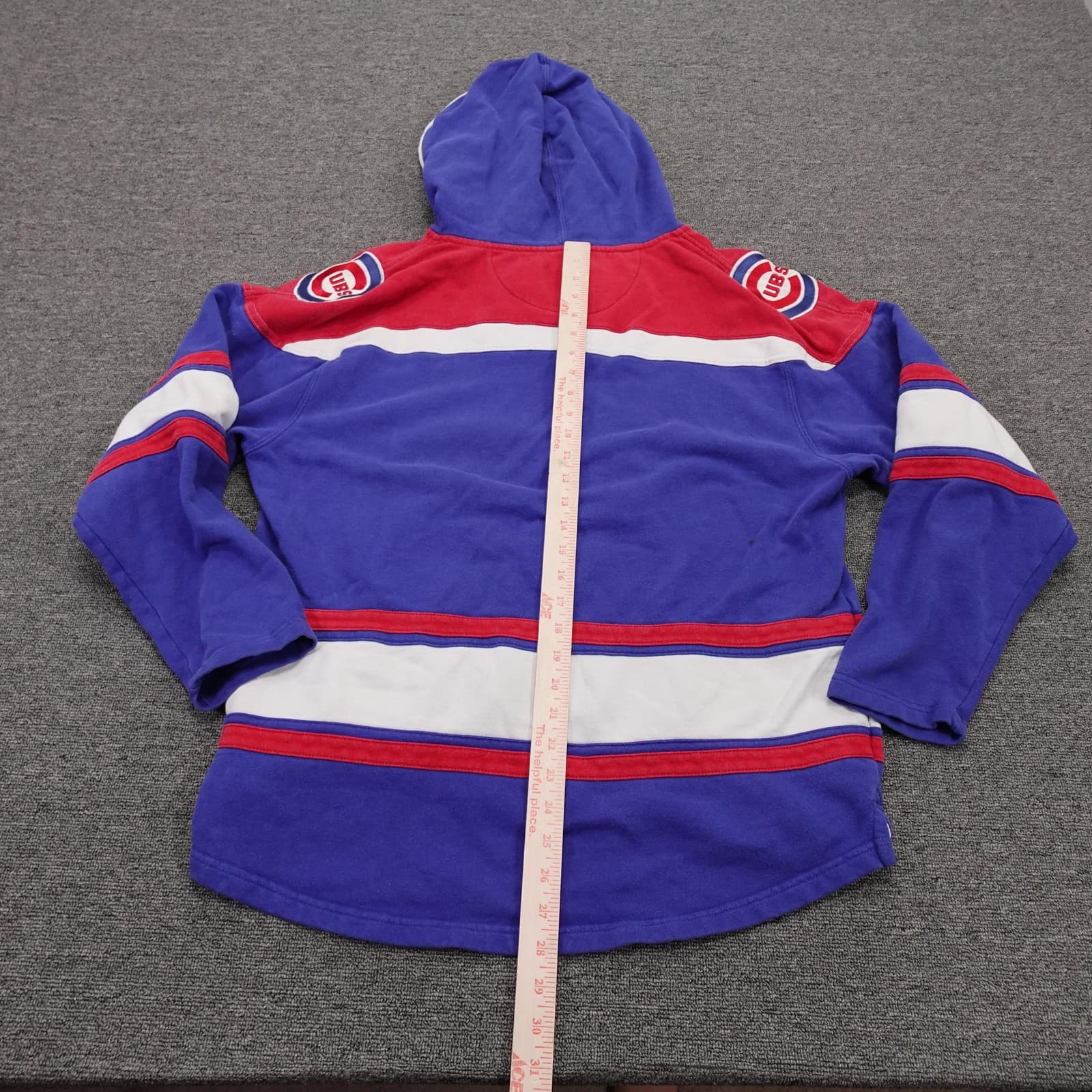 Chicago Cubs Hoodie Mens Medium Blue MLB Baseball '47 Lace Up Hockey Style - Thumbnail 7