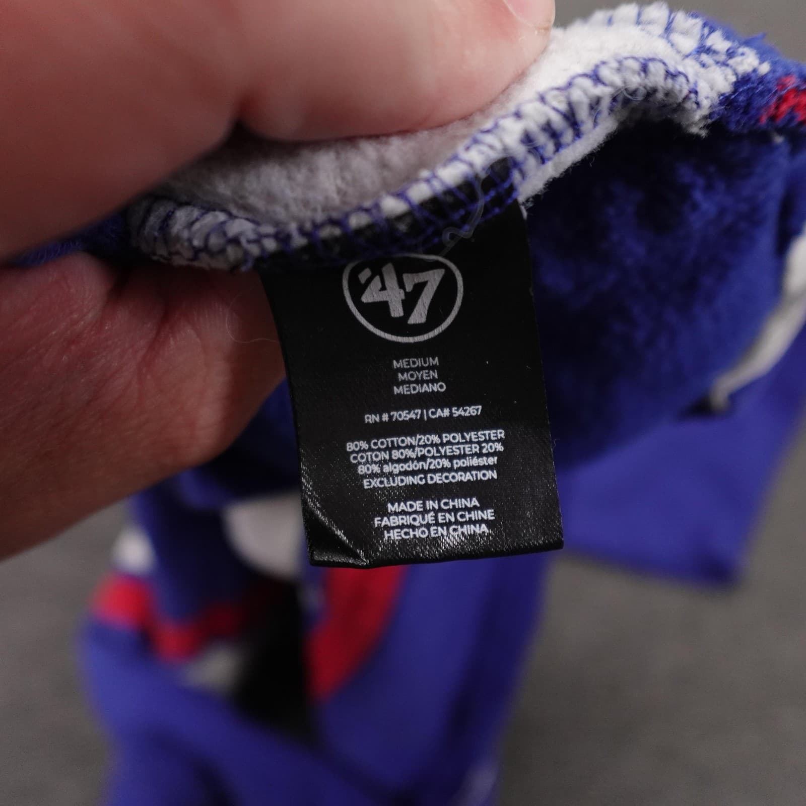 Chicago Cubs Hoodie Mens Medium Blue MLB Baseball '47 Lace Up Hockey Style - Thumbnail 8