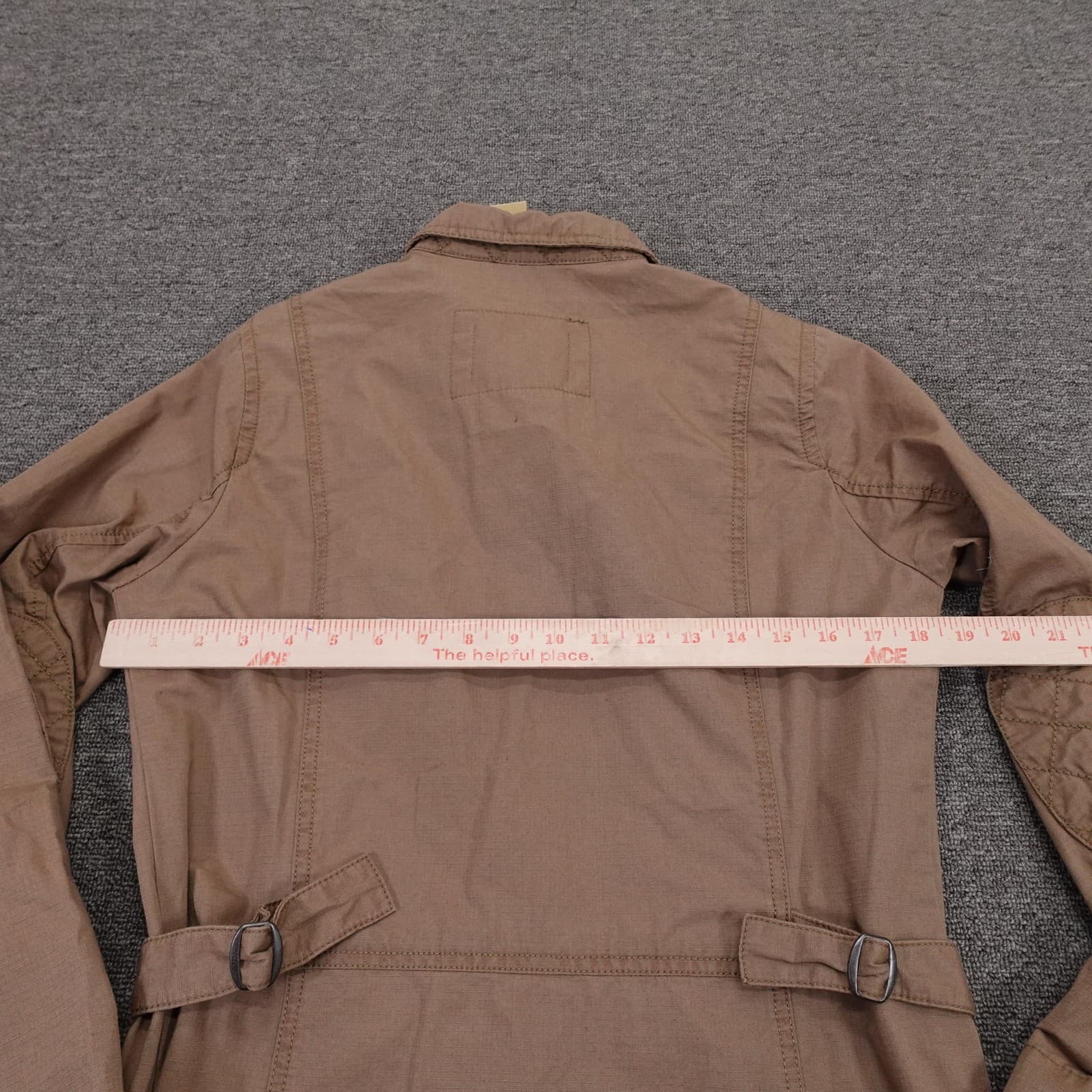Eddie Bauer Jacket Womens Medium Green Cotton Twill Field Military Button Front - Thumbnail 5