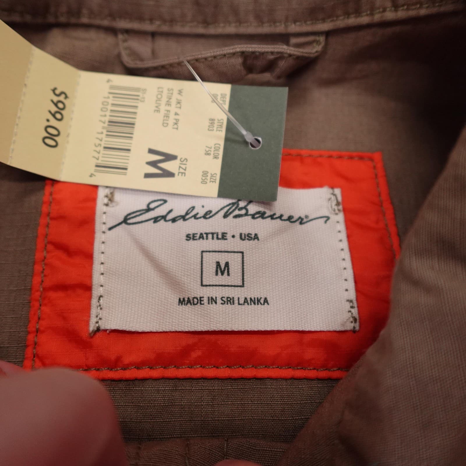 Eddie Bauer Jacket Womens Medium Green Cotton Twill Field Military Button Front - Thumbnail 4