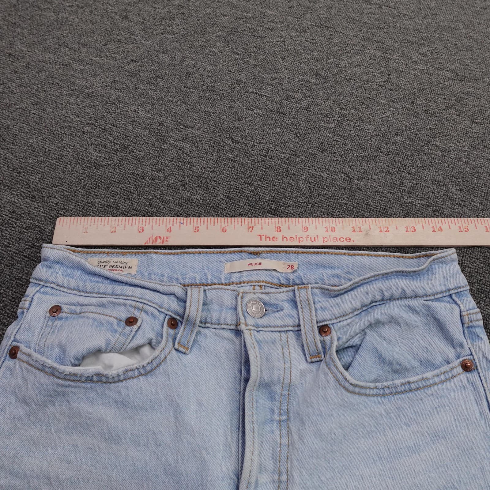 Levis Premium Wedgie Jeans Womens 28 Blue Light Wash High Rise Straight 28x28 - Thumbnail 13