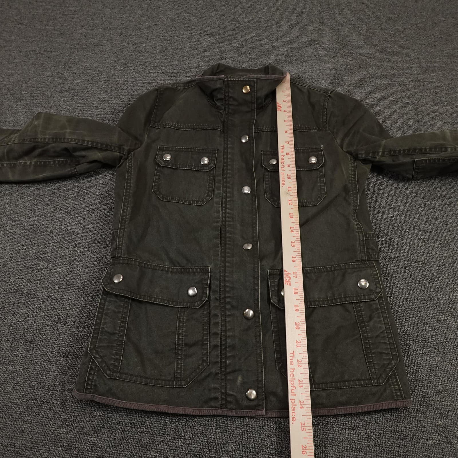 J Crew Jacket Womens XS Dark Green Utility Field Cotton Patina Pockets Snap - Thumbnail 7