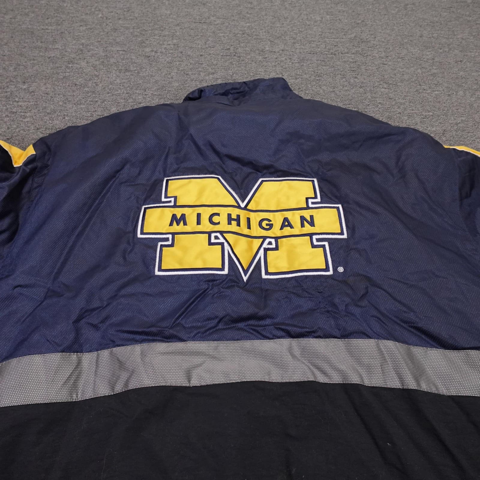 Vintage Michigan Wolverines Jacket XL Blue NCAA Football Starter 90s Full Zip - Thumbnail 2