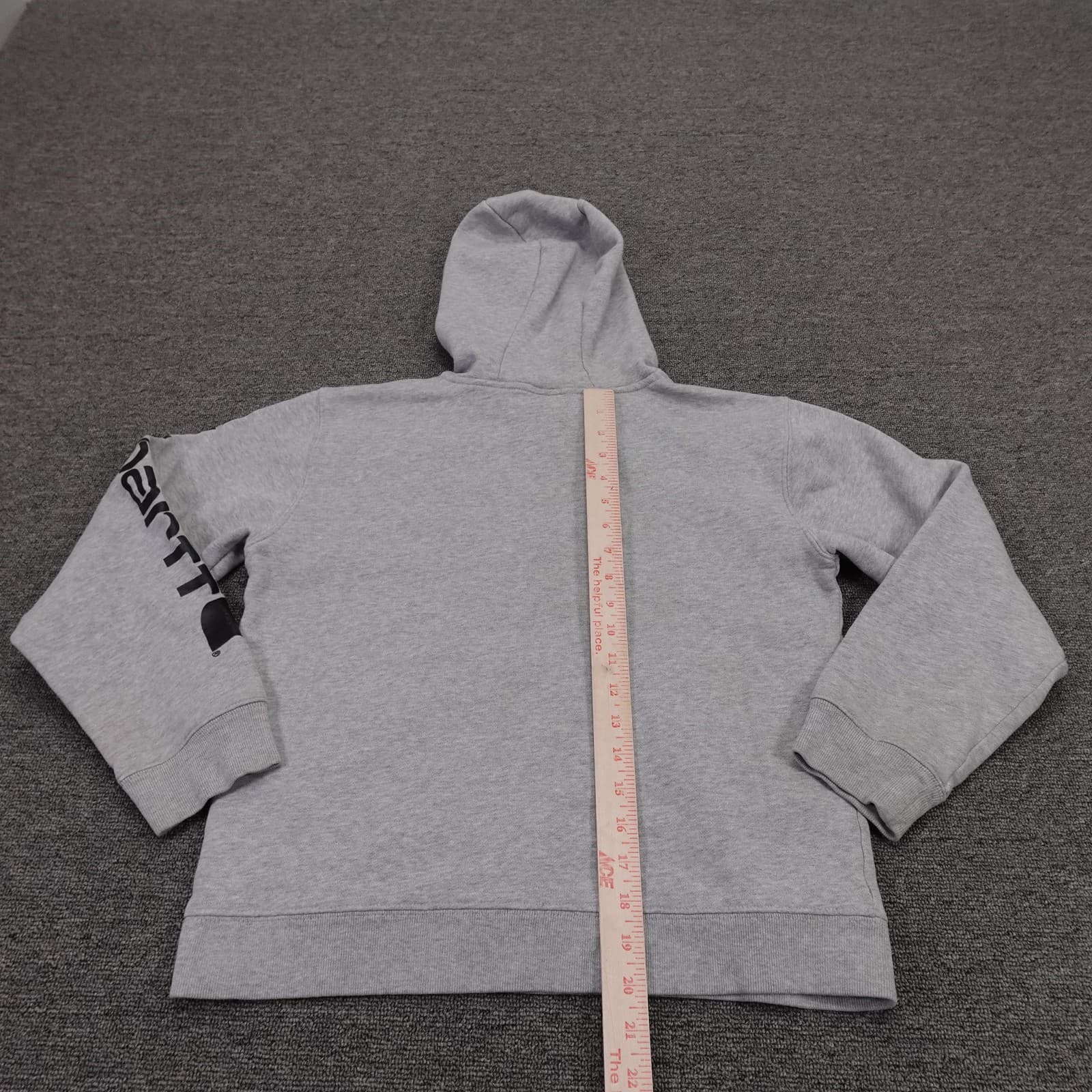 Carhartt Hoodie Boys 14-16 Gray Logo Graphic Sleeve Fleece Pullover Sweatshirt - Thumbnail 6