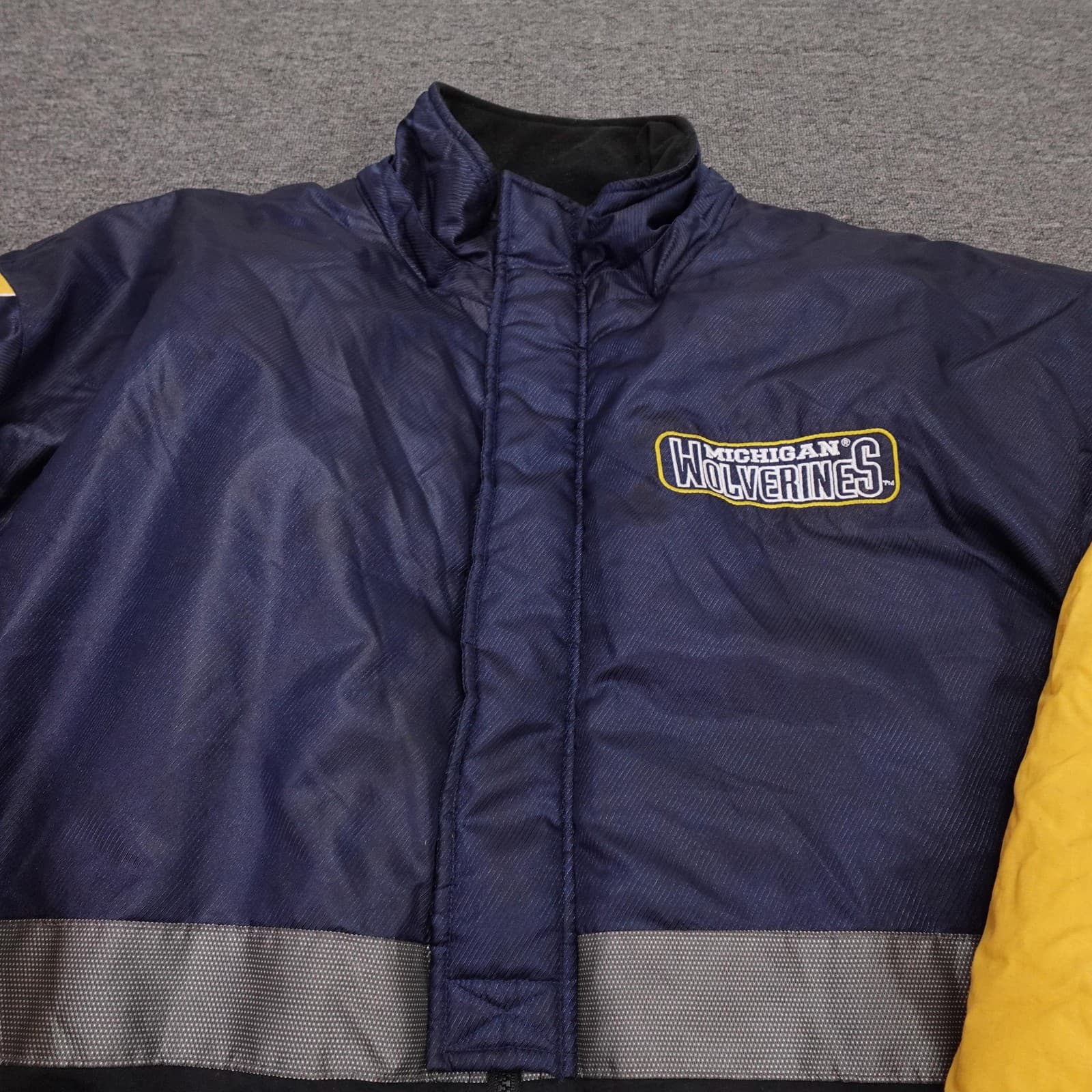 Vintage Michigan Wolverines Jacket XL Blue NCAA Football Starter 90s Full Zip - Thumbnail 3