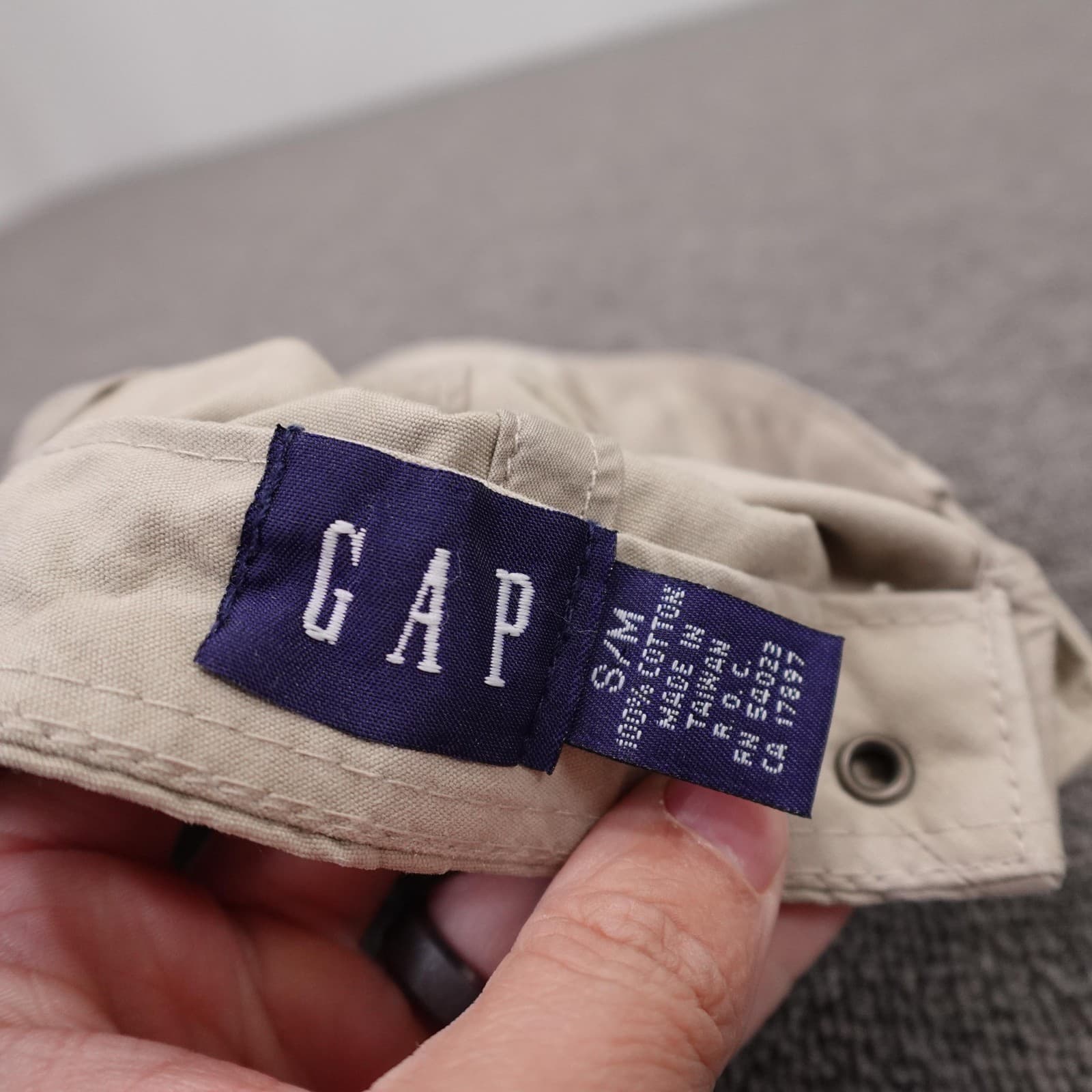 Vintage GAP Hat Cap Strap Back Mens M Beige Twill Baseball Casual Solid - Thumbnail 6