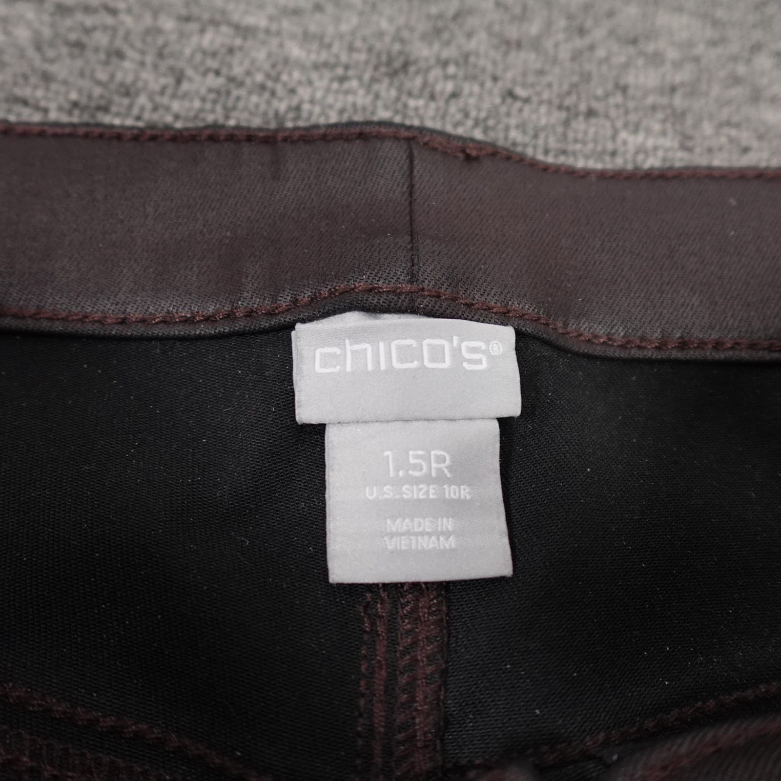 Chicos Pants Womens 10 Brown Coated Twill Straight Leg Stretch 30x29 Casual - Thumbnail 4