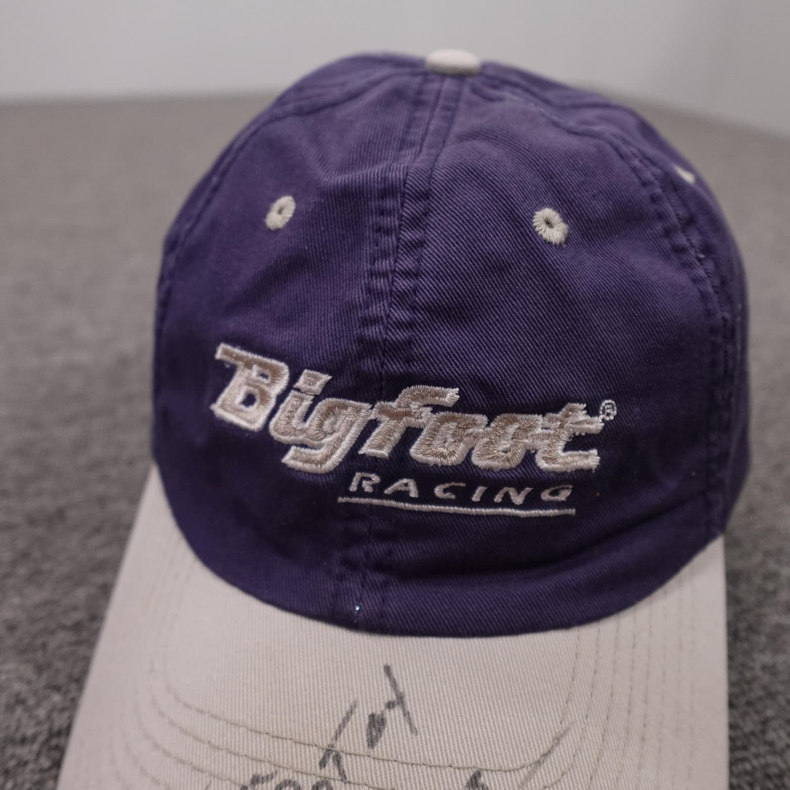 Bigfoot Racing Hat Cap Strap Back Mens One Size Purple Monster Truck Signed - Thumbnail 3