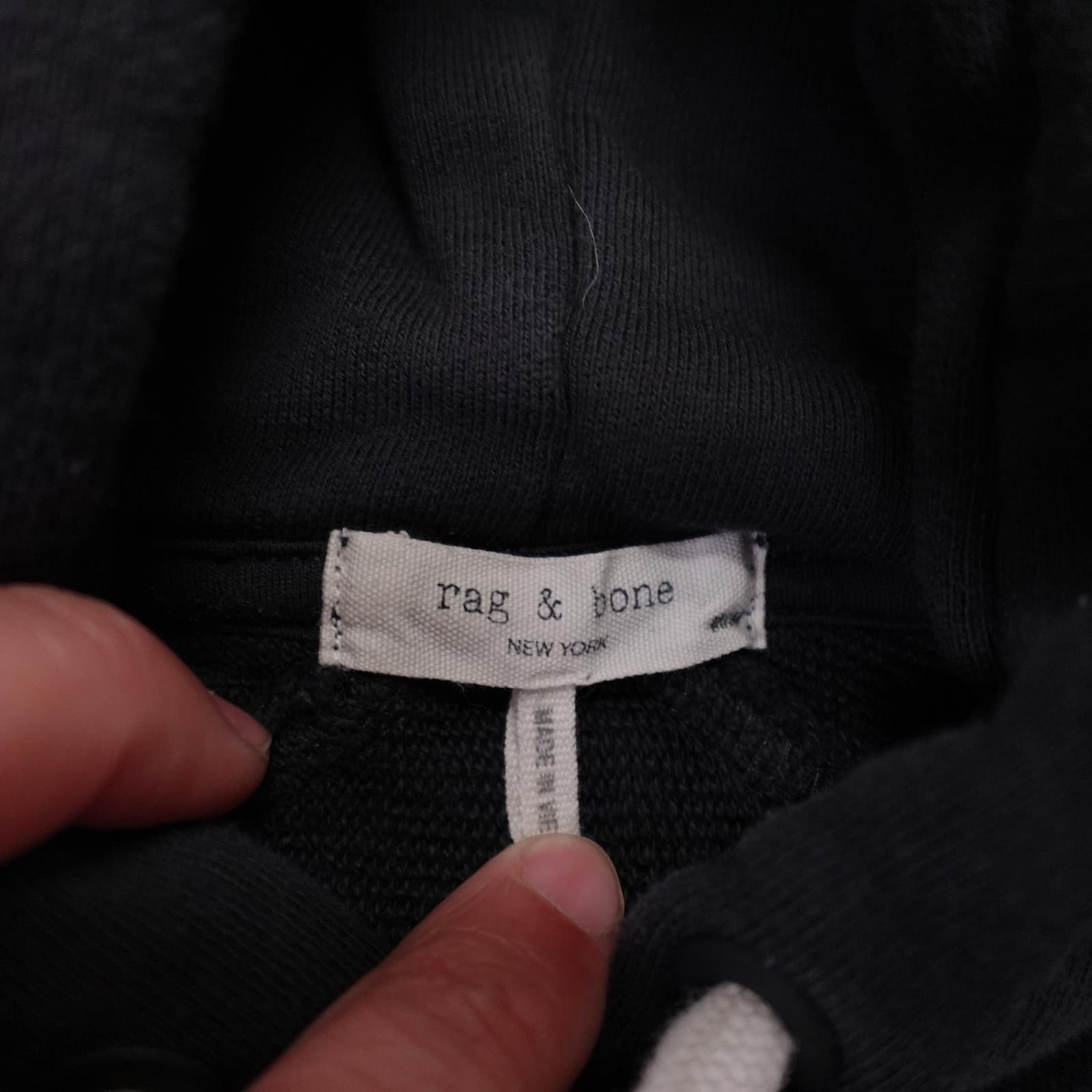 Rag & Bone Hoodie Mens Medium Black Pullover Fleece Logo Sweatshirt Raglan - Thumbnail 5