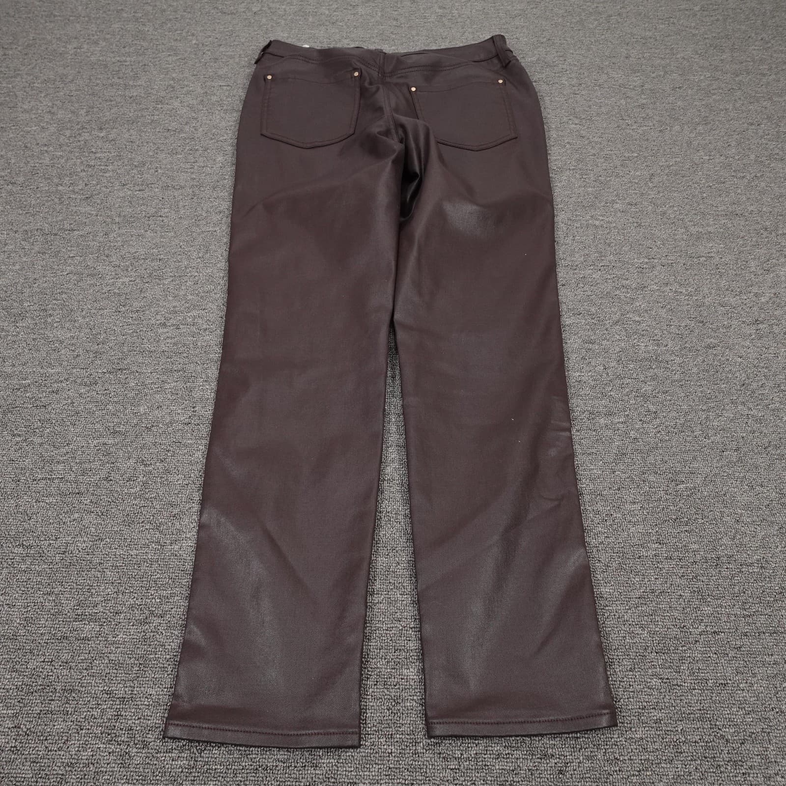 Chicos Pants Womens 10 Brown Coated Twill Straight Leg Stretch 30x29 Casual - Thumbnail 6