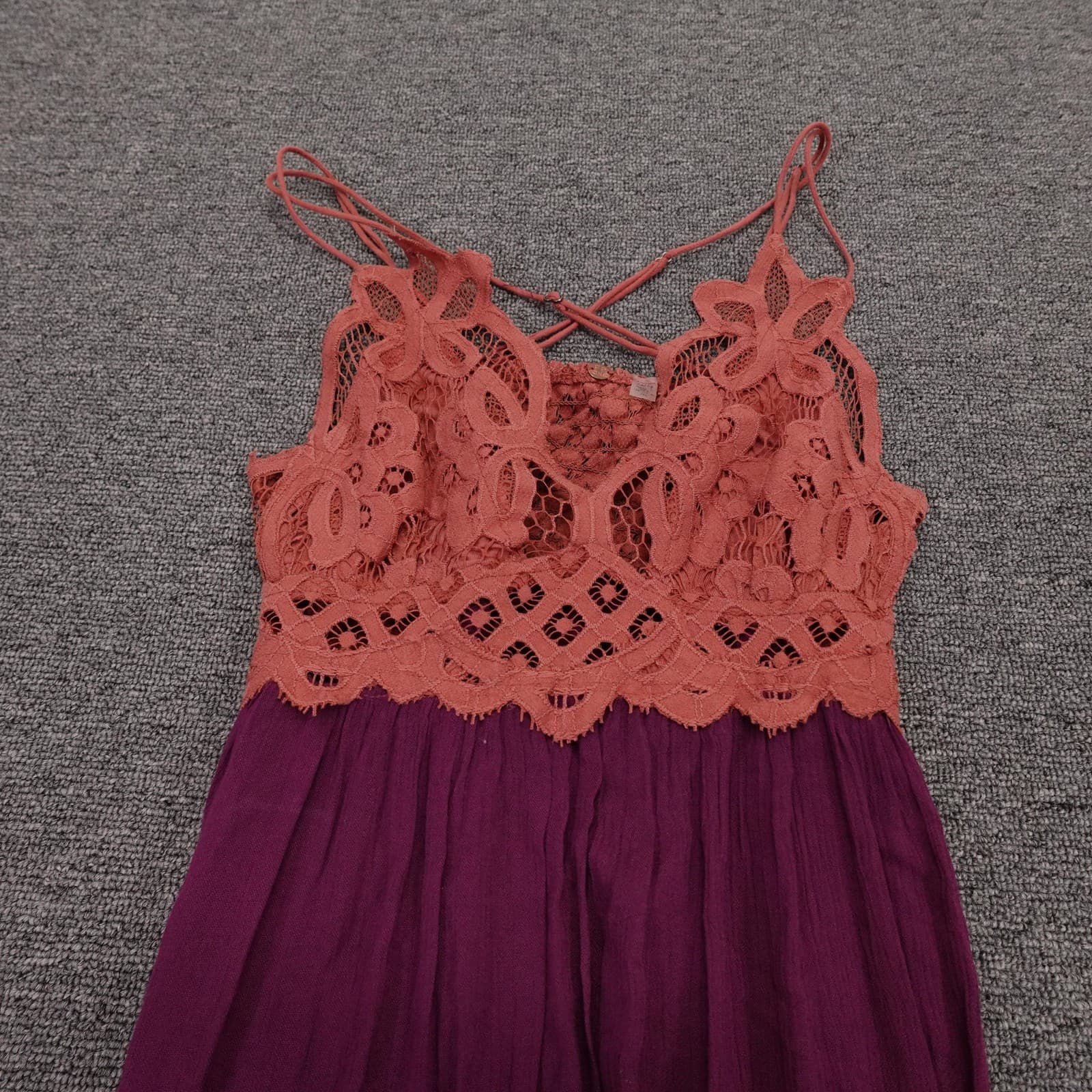 FP One Dress Womens XS/S Purple Lace Adella Slip Asymmetrical Ruffle Boho - Thumbnail 2