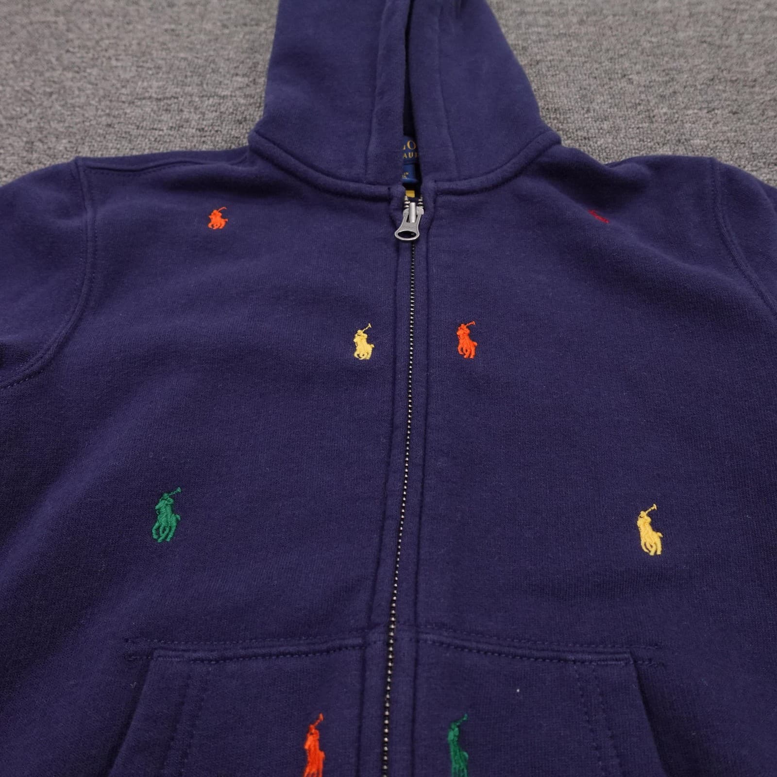 Polo Ralph Lauren Hoodie Youth 6 Blue Multicolor Pony Fleece Full Zip Sweatshirt - Thumbnail 2