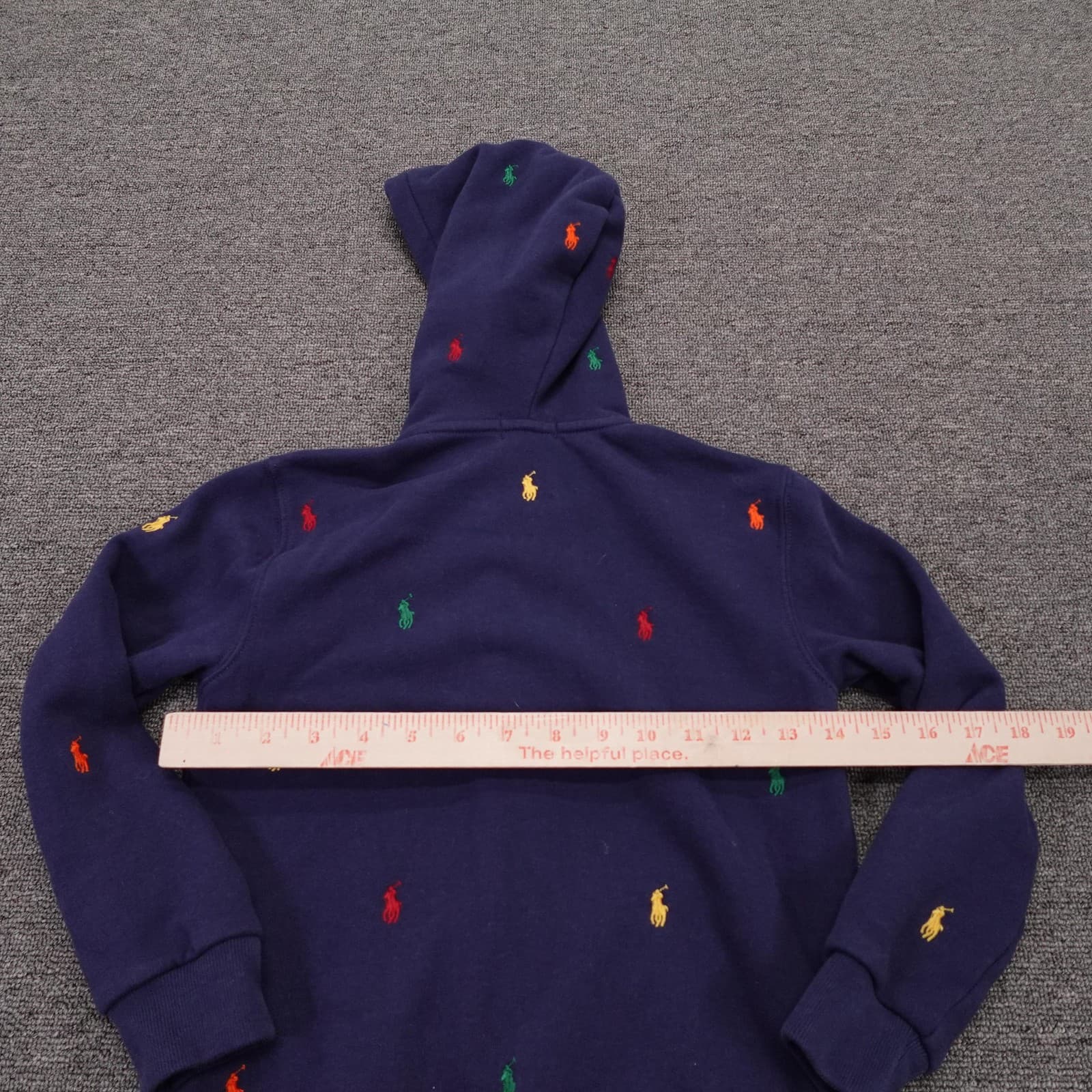 Polo Ralph Lauren Hoodie Youth 6 Blue Multicolor Pony Fleece Full Zip Sweatshirt - Thumbnail 4