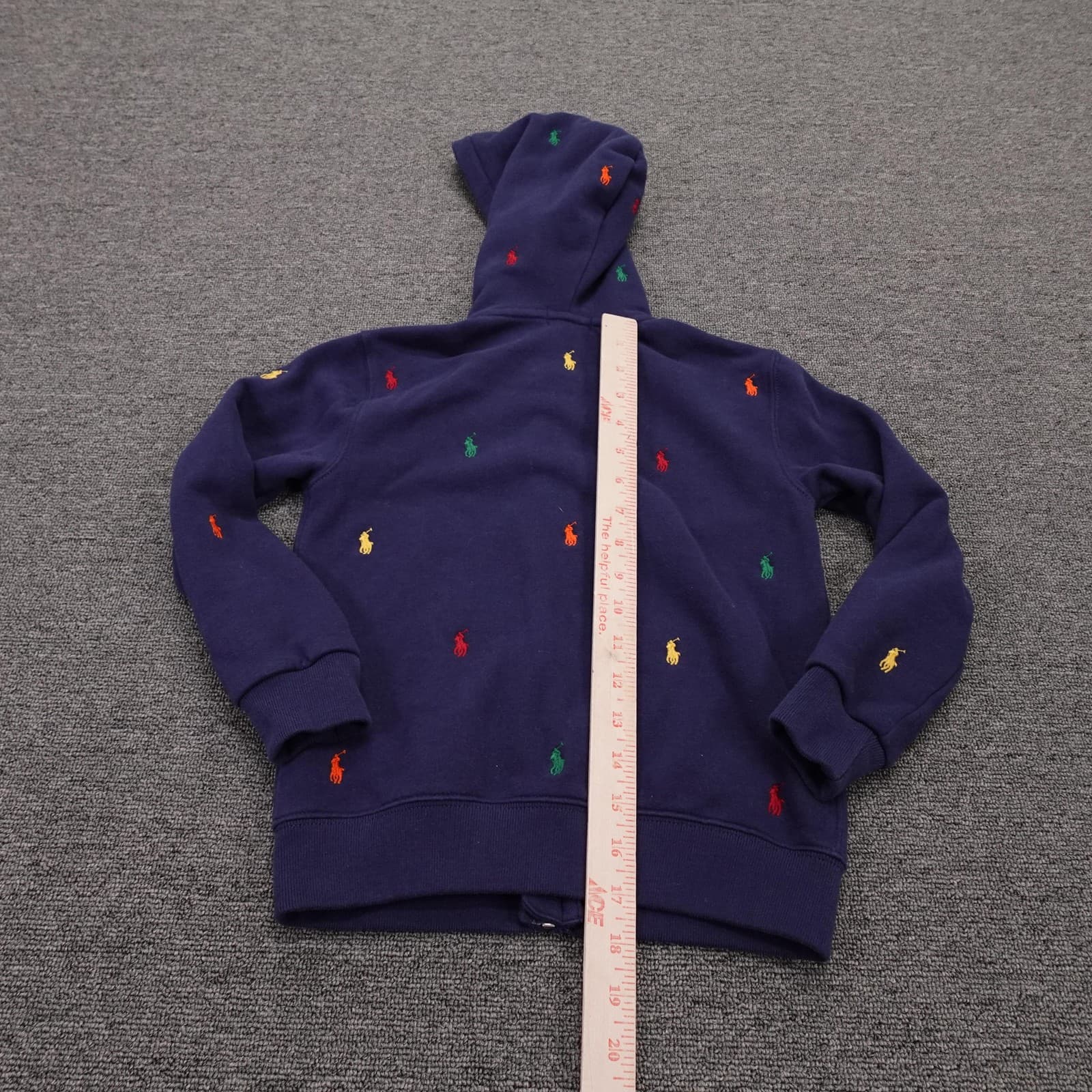 Polo Ralph Lauren Hoodie Youth 6 Blue Multicolor Pony Fleece Full Zip Sweatshirt - Thumbnail 5