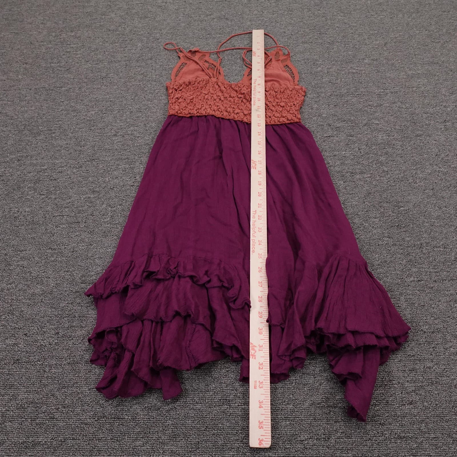 FP One Dress Womens XS/S Purple Lace Adella Slip Asymmetrical Ruffle Boho - Thumbnail 9