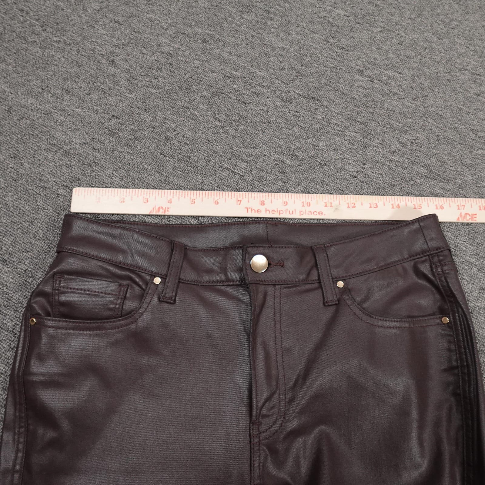 Chicos Pants Womens 10 Brown Coated Twill Straight Leg Stretch 30x29 Casual - Thumbnail 7