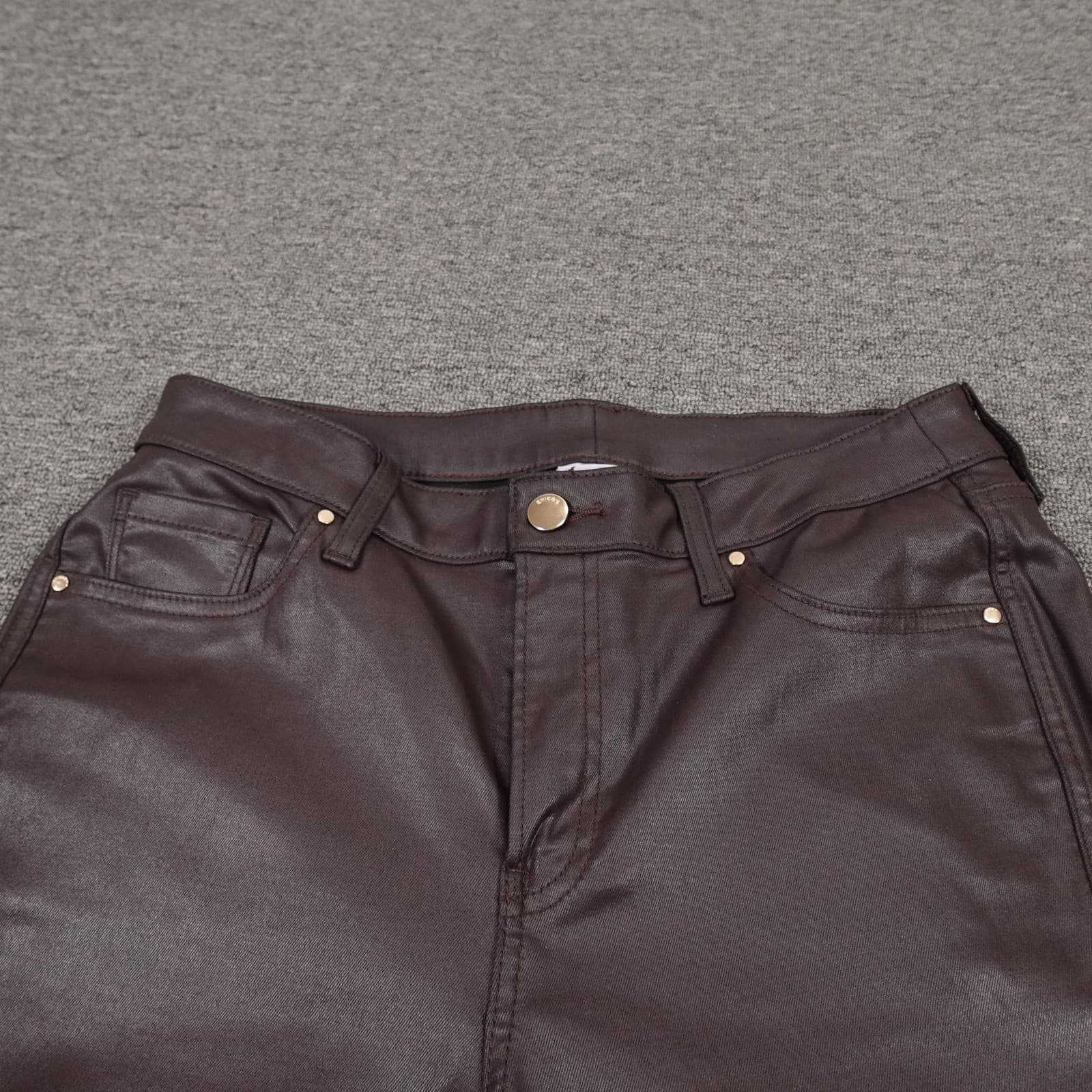 Chicos Pants Womens 10 Brown Coated Twill Straight Leg Stretch 30x29 Casual - Thumbnail 2
